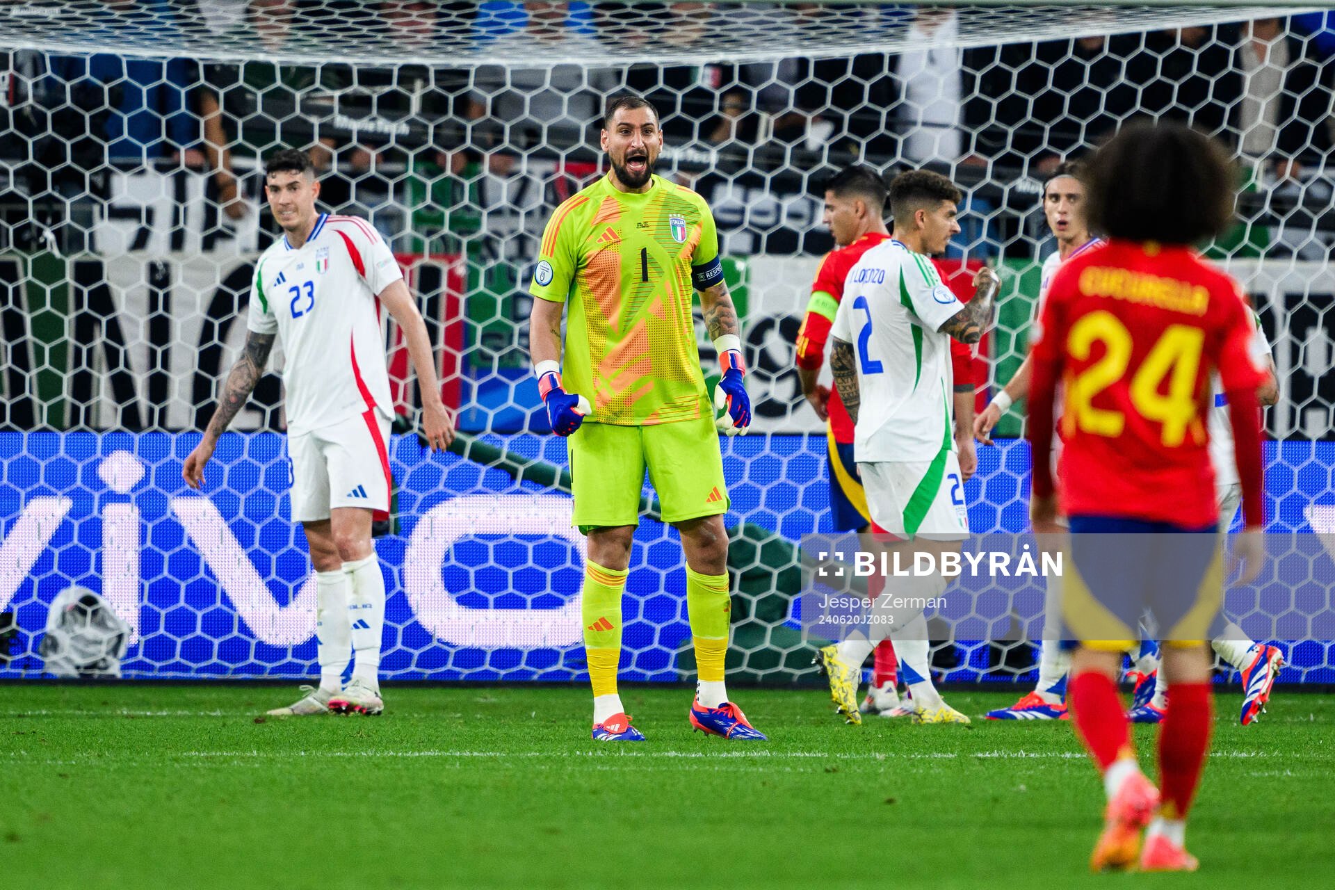 Goalkeeper Gianluigi Donnarumma of Italy reacts