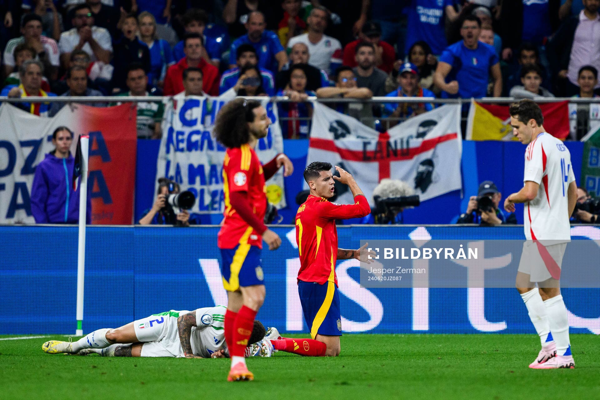 Alvaro Morata of Spain reacts