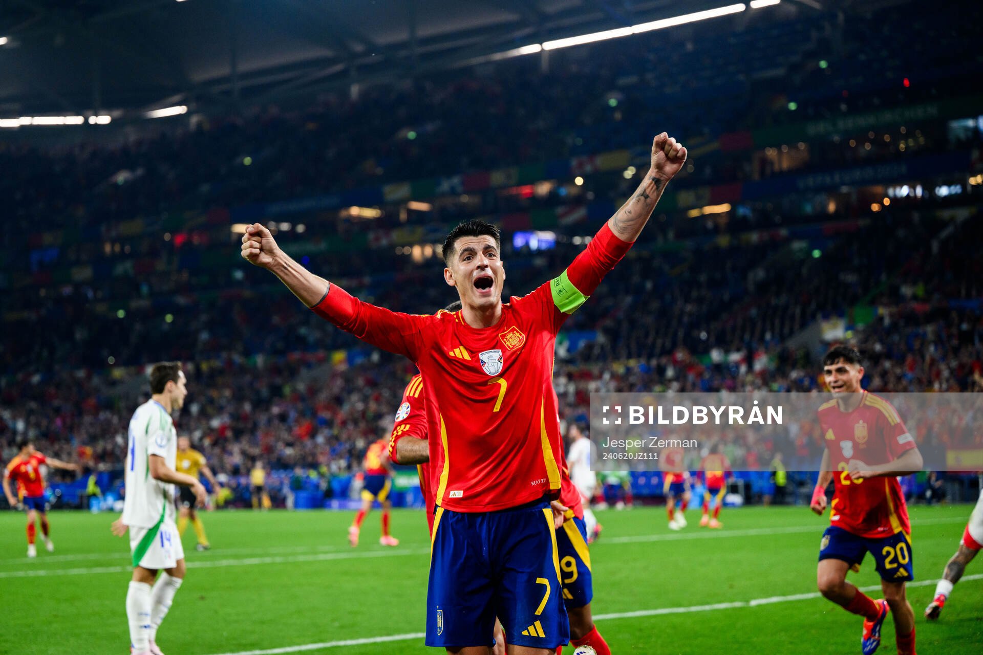 Alvaro Morata of Spain celebrates