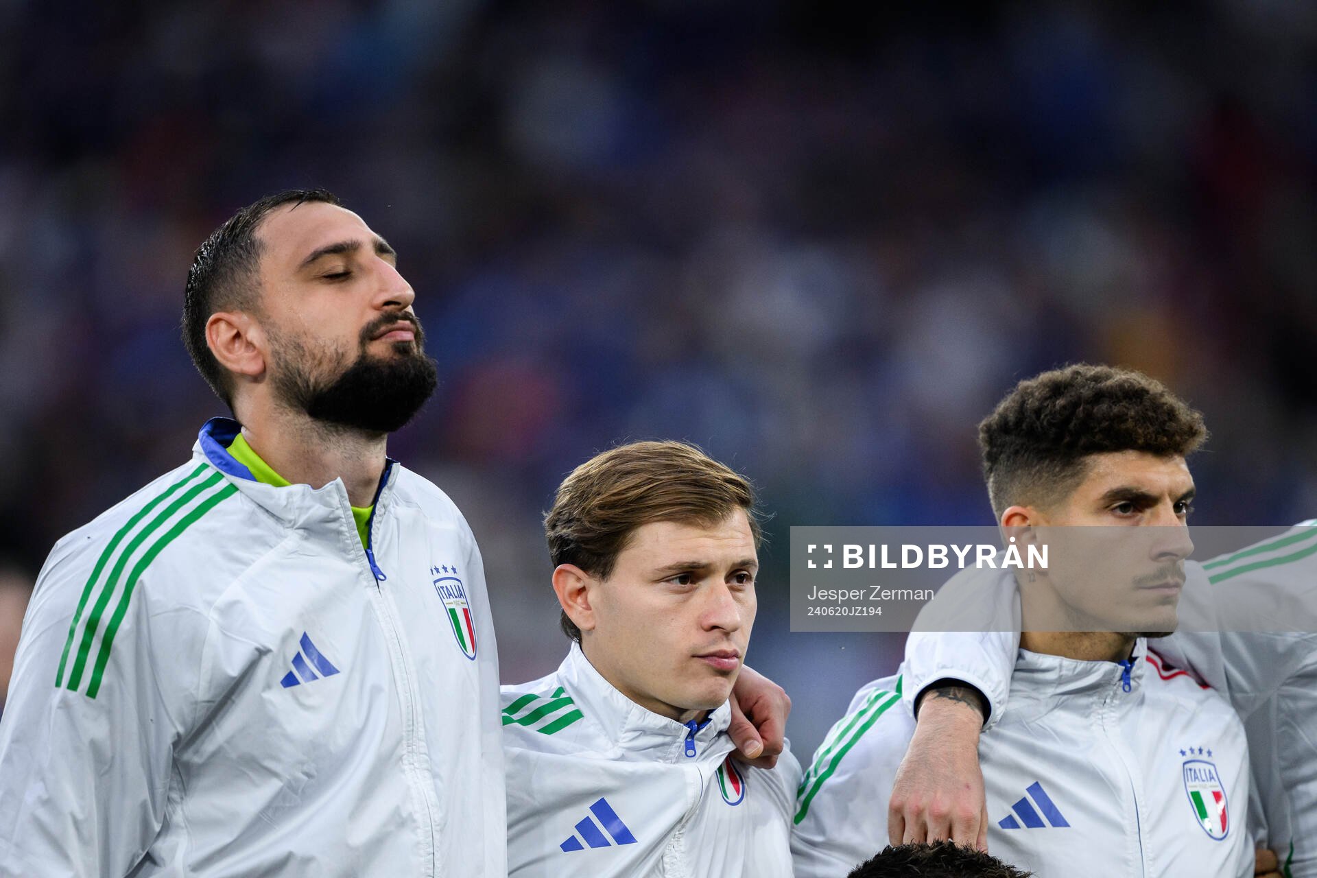 goalkeeper Gianluigi Donnarumma, Nicolo Barella and