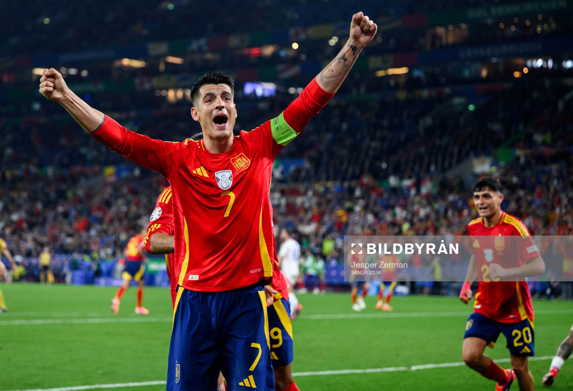 Alvaro Morata of Spain celebrates
