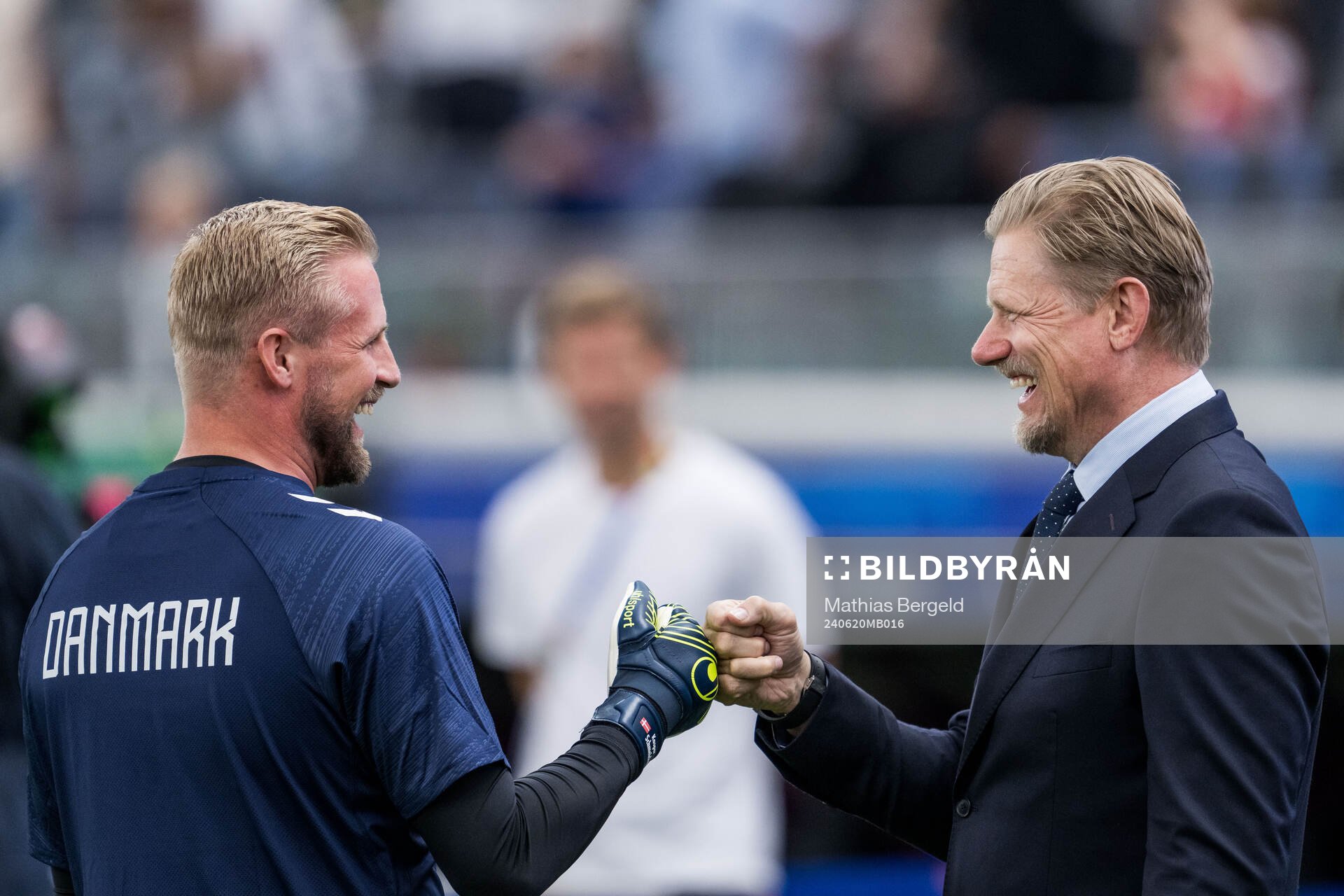 Goalkeeper Kasper Schmeichel of Denmark with father Peter