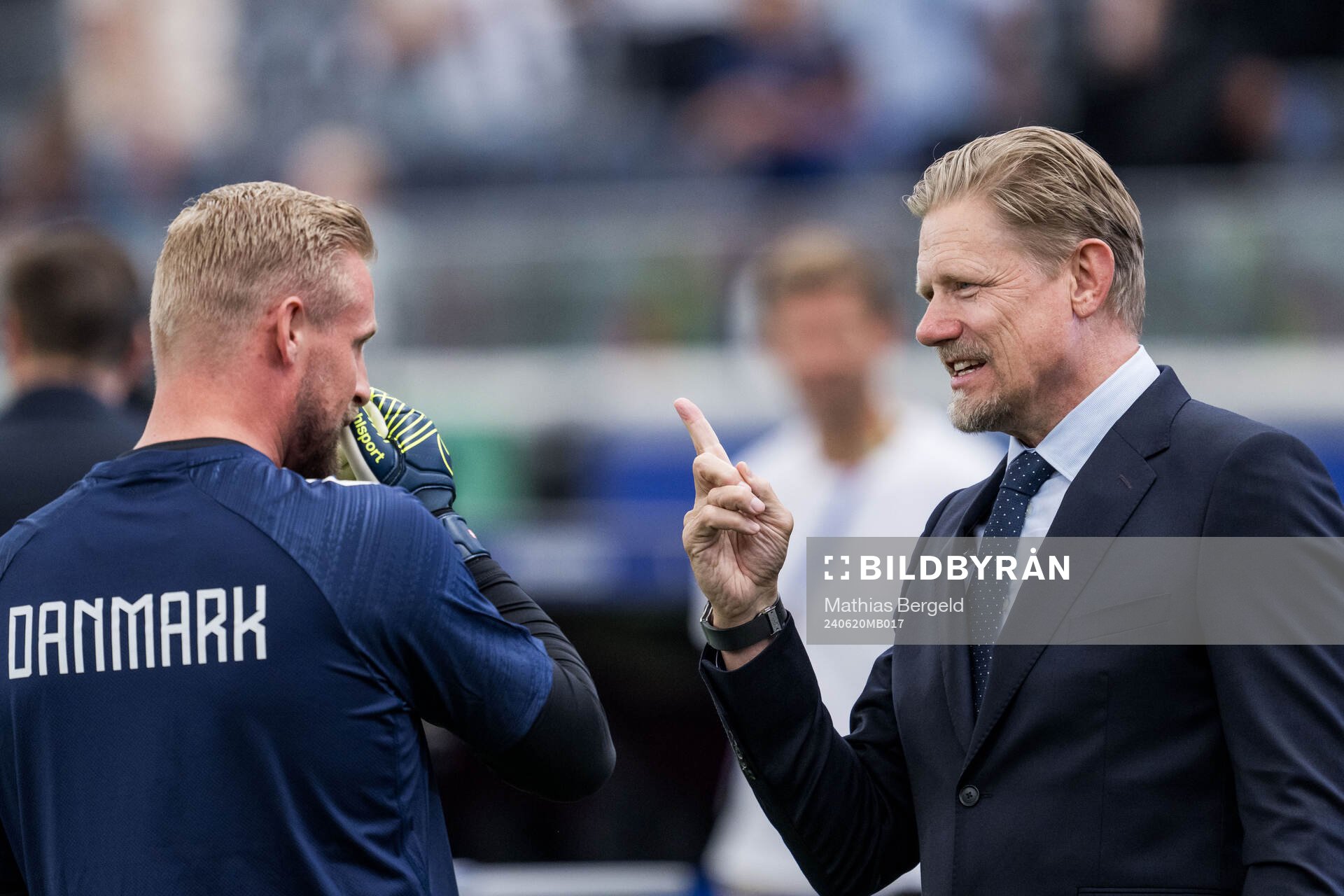Goalkeeper Kasper Schmeichel of Denmark with father Peter