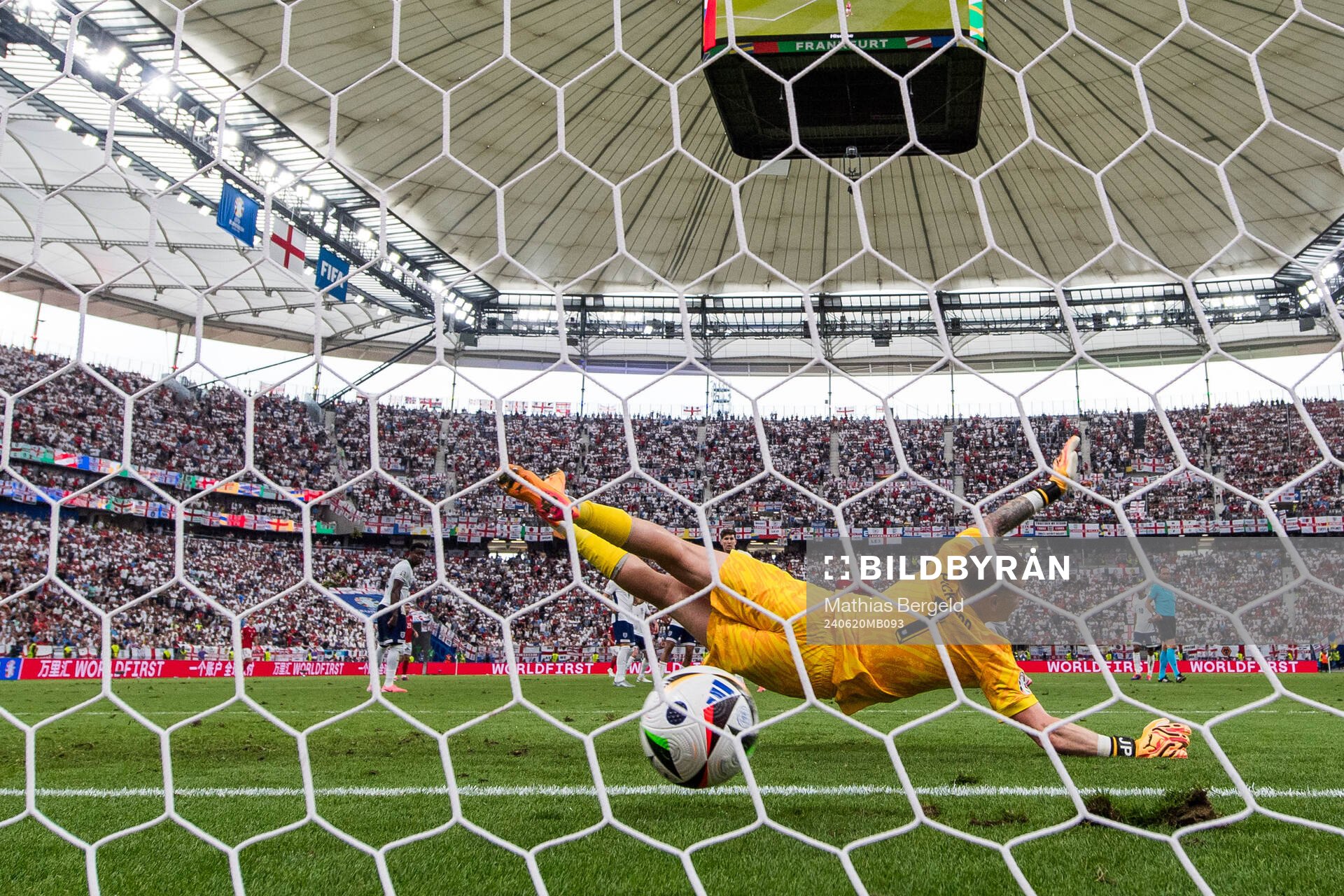 Morten Hjulmand of Denmark (not pictured) scores 1-1 behind