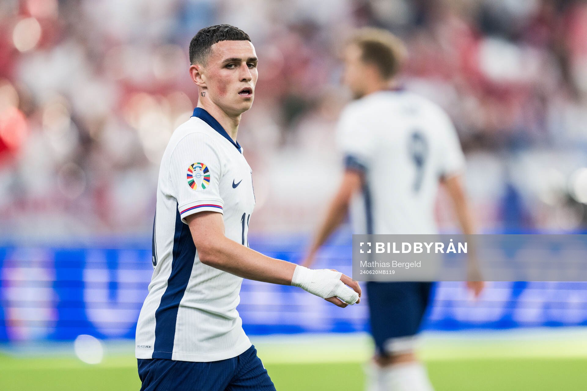 Phil Foden of England looks dejected