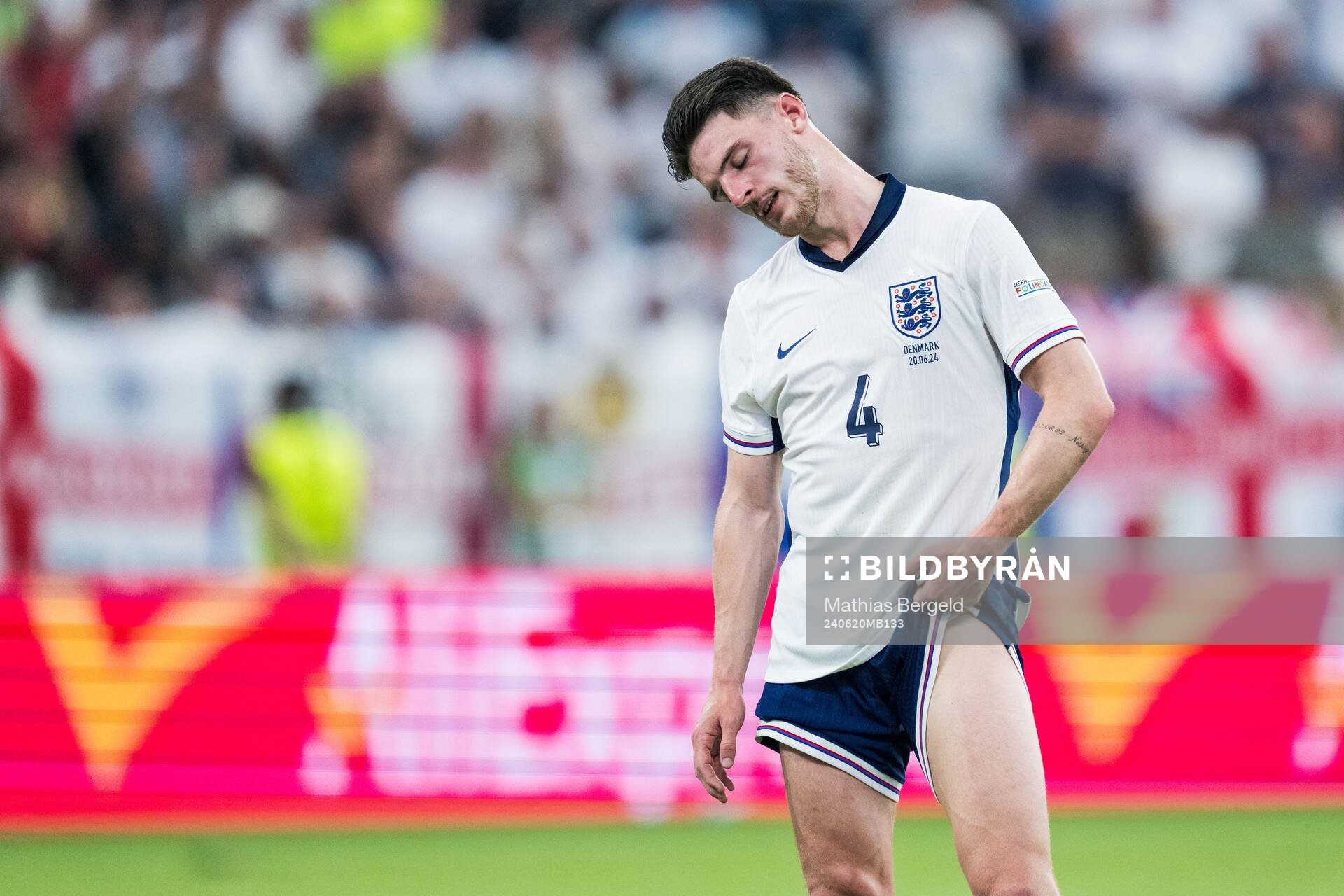 Declan Rice of England looks dejected