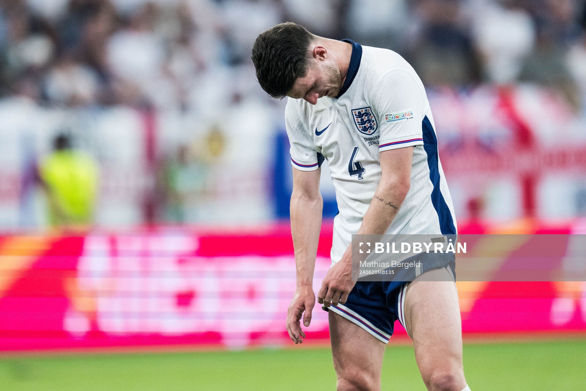 Declan Rice of England looks dejected