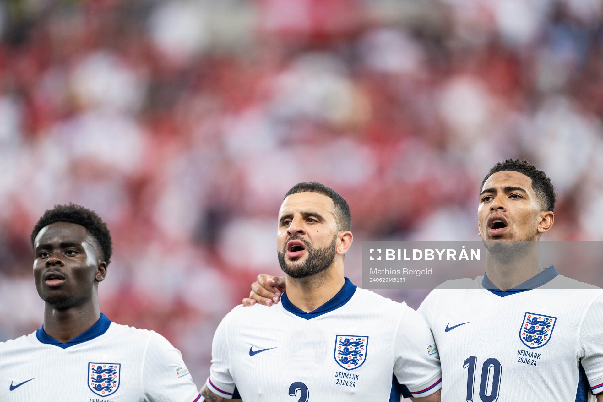 Bukayo Saka, Kyle Walker and Jude Bellingham of England