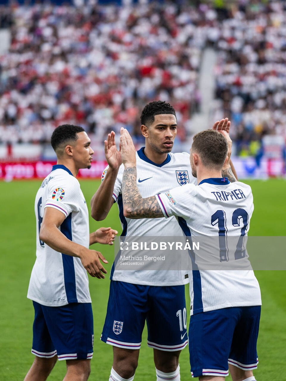 Trent Alexander-Arnold, Jude Bellingham and Kieran Trippier