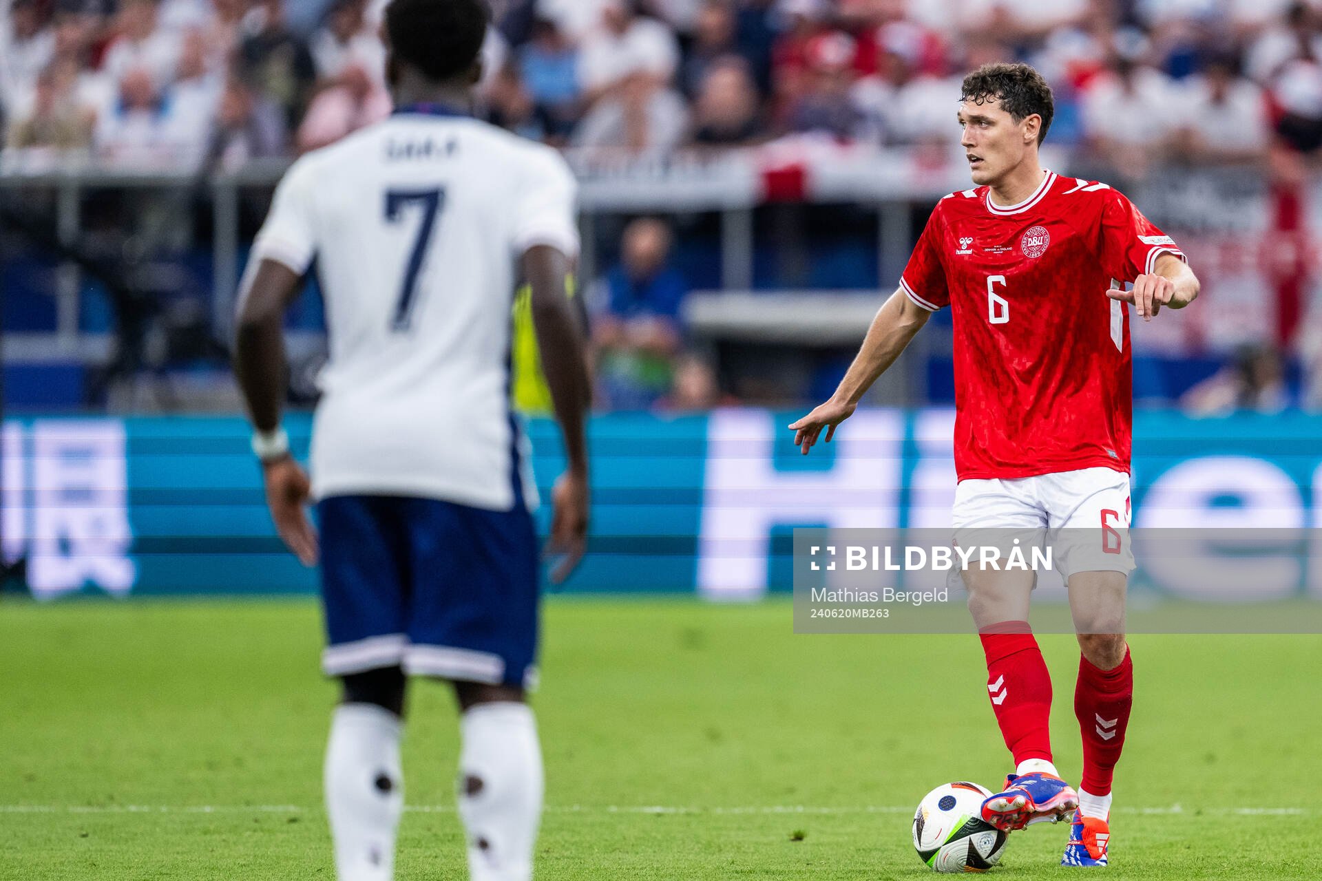 Andreas Kristiansen of Denmark during the UEFA Euro 2024 Football Championship match between Denmark and England on June 20, 2024 in Frankfurt.