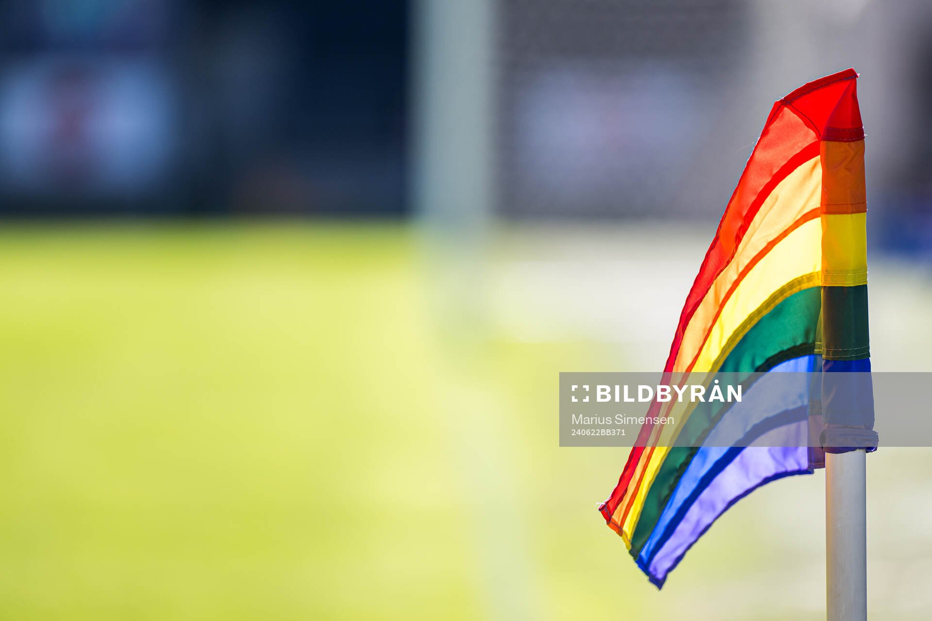 A rainbow flag at Lerkendal Stadion