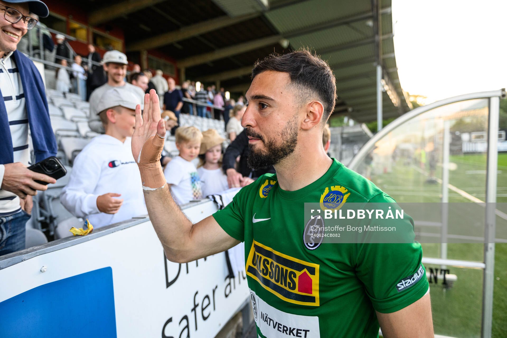 Landskronas målvakt Amr Kaddoura efter fotbollsmatchen i Superettan mellan Landskrona och Örgryte den 24 juni 2024 i Landskrona.