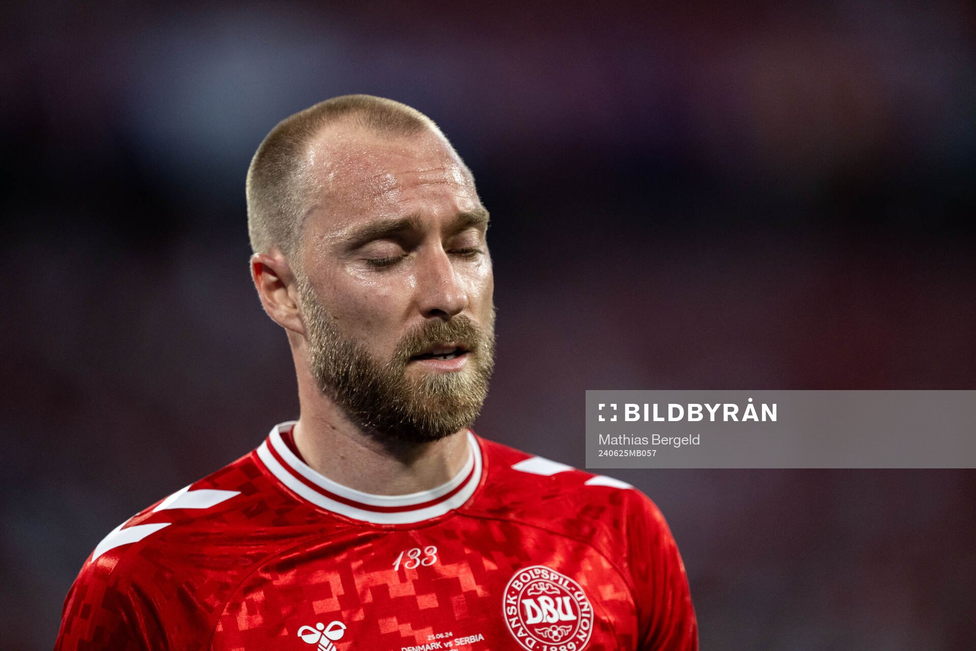 Christian Eriksen of Denmark looks dejected