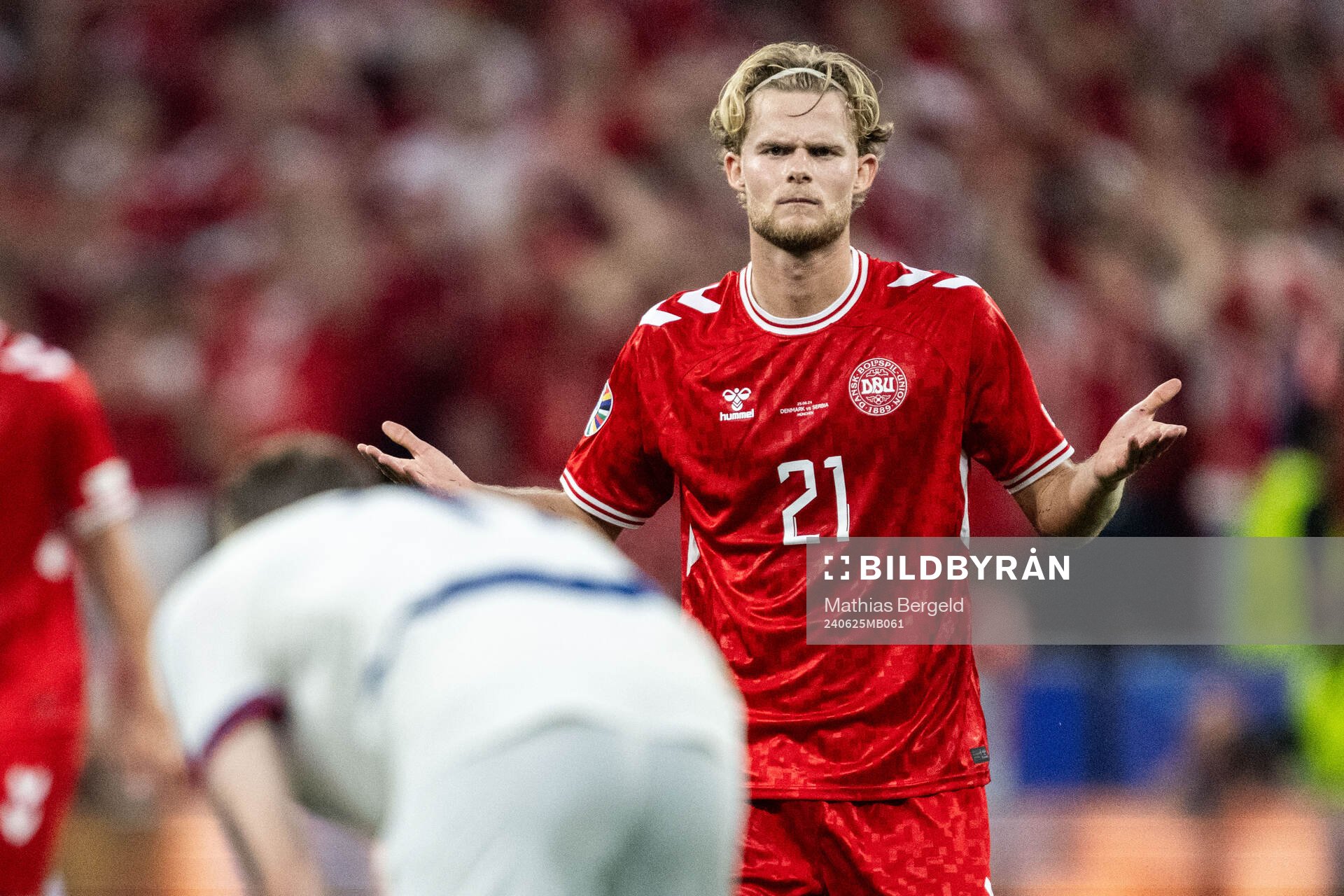 Morten Hjulmand of Denmark reacts
