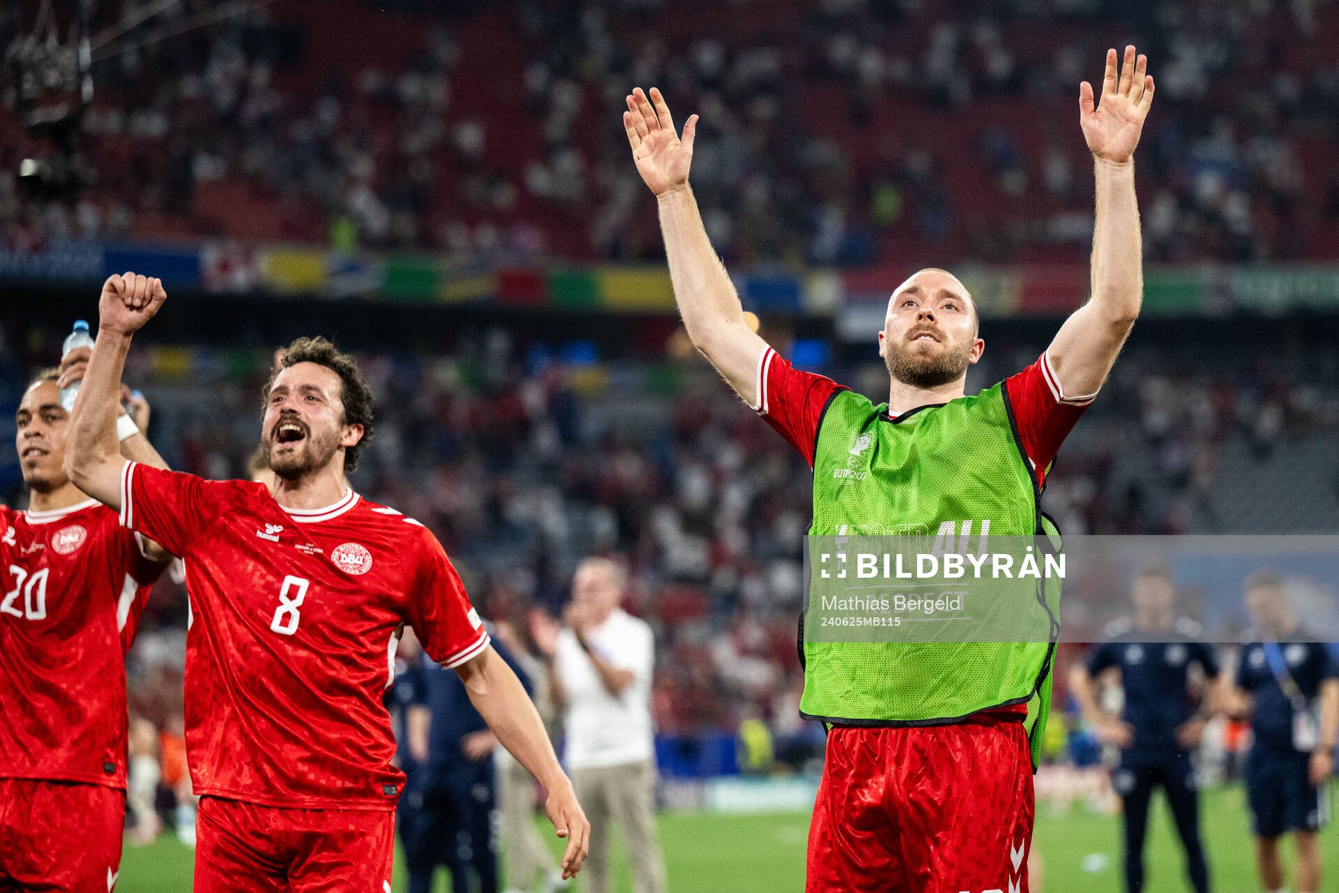 Thomas Delaney and Christian Eriksen of Denmark celebrate