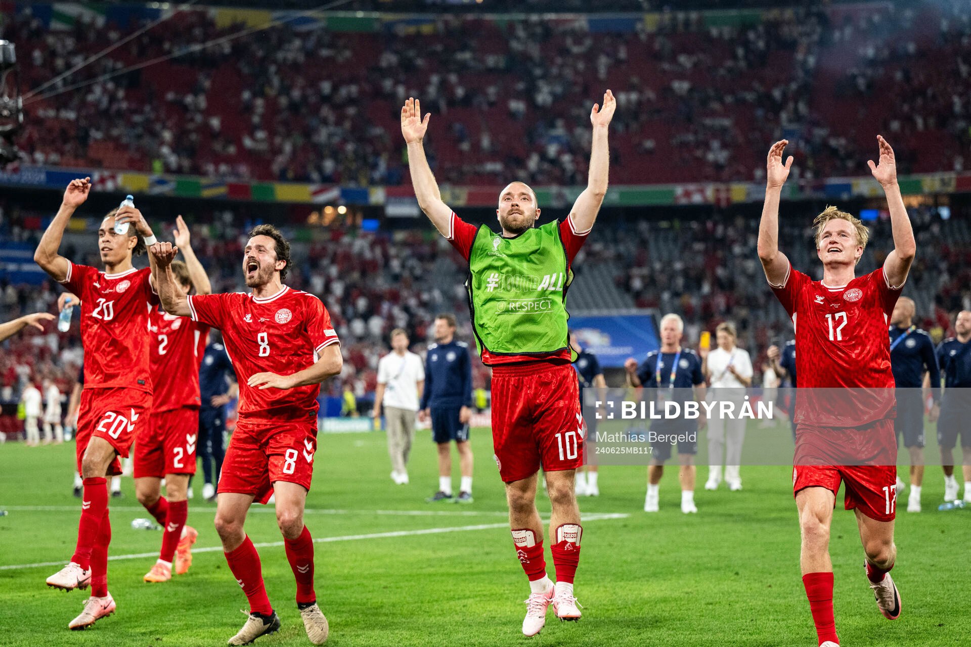 Yussuf Poulsen, Thomas Delaney, Christian Eriksen and