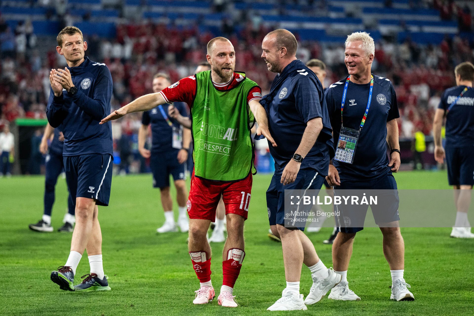 Christian Eriksen of Denmark celebrates