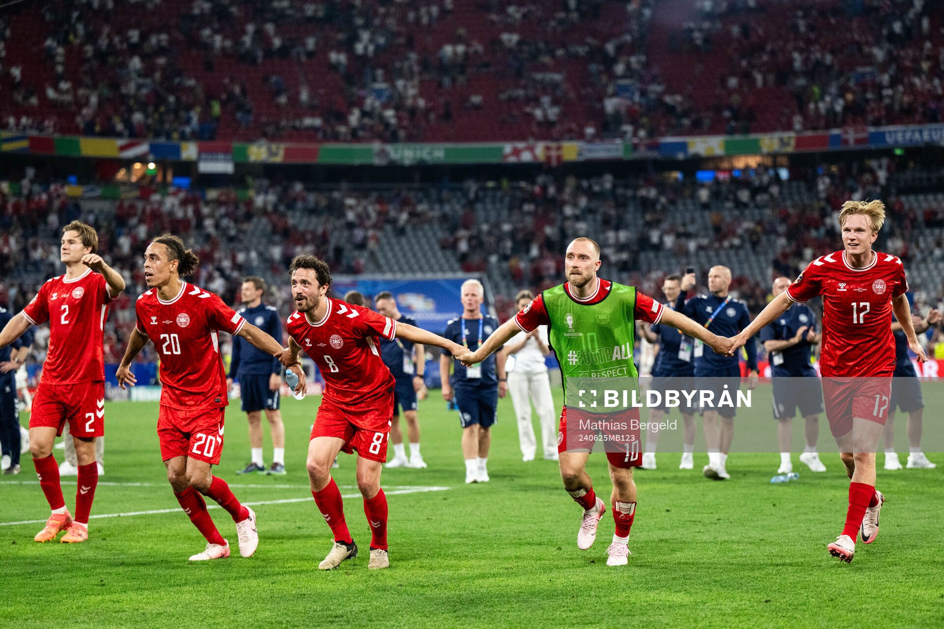 Yussuf Poulsen, Thomas Delaney, Christian Eriksen and