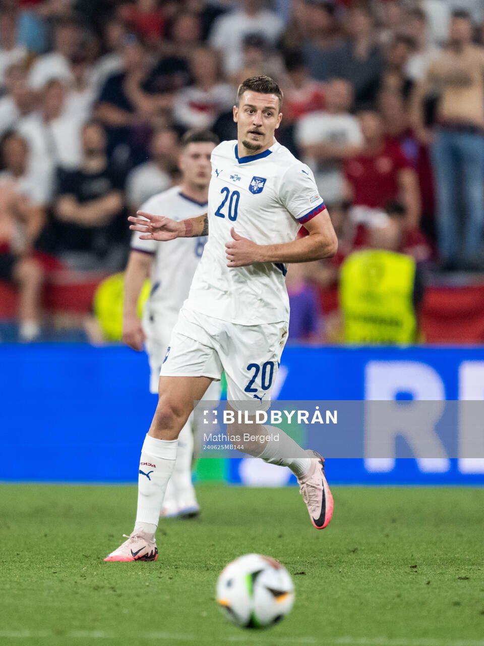 Sergej Milinkovic-Savic of Serbia during the UEFA Euro 2024 Football Championship match between Denmark and Serbia on June 25, 2024 in Munich.