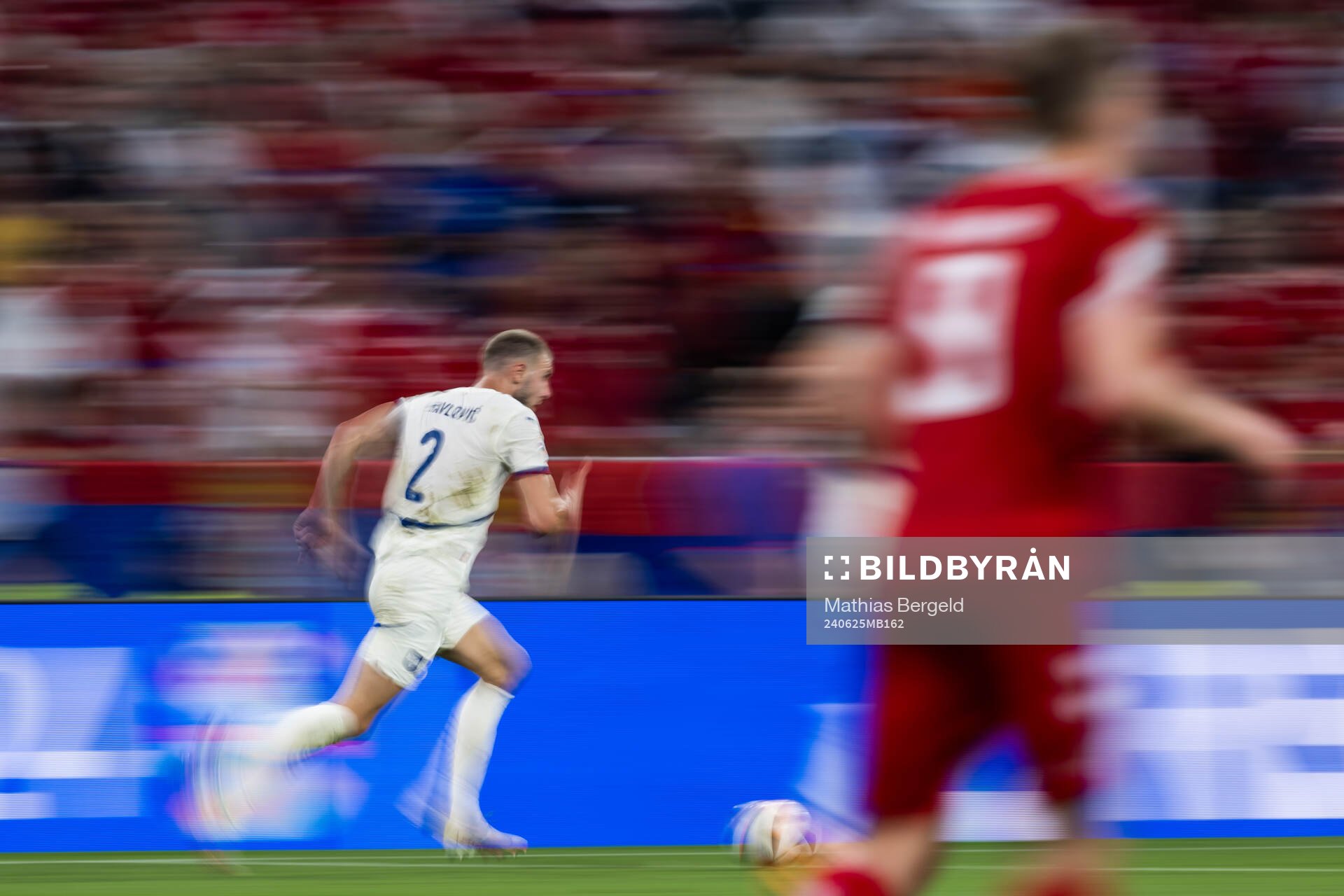 Strahinja Pavlovic of Serbia during the UEFA Euro 2024 Football Championship match between Denmark and Serbia on June 25, 2024 in Munich.