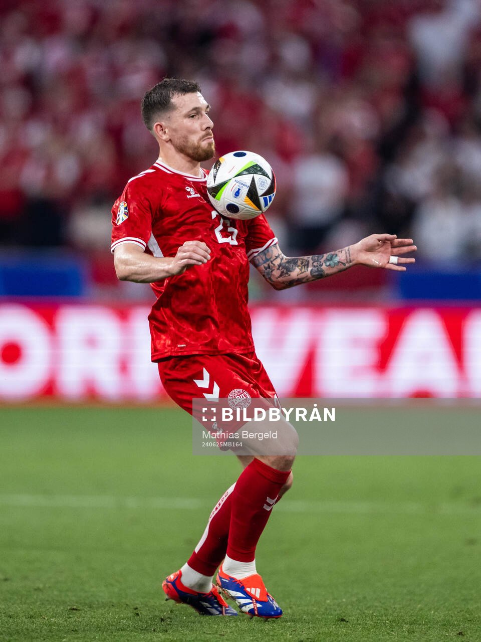 Pierre-Emil Højberg of Denmark during the UEFA Euro 2024 Football Championship match between Denmark and Serbia on June 25, 2024 in Munich.