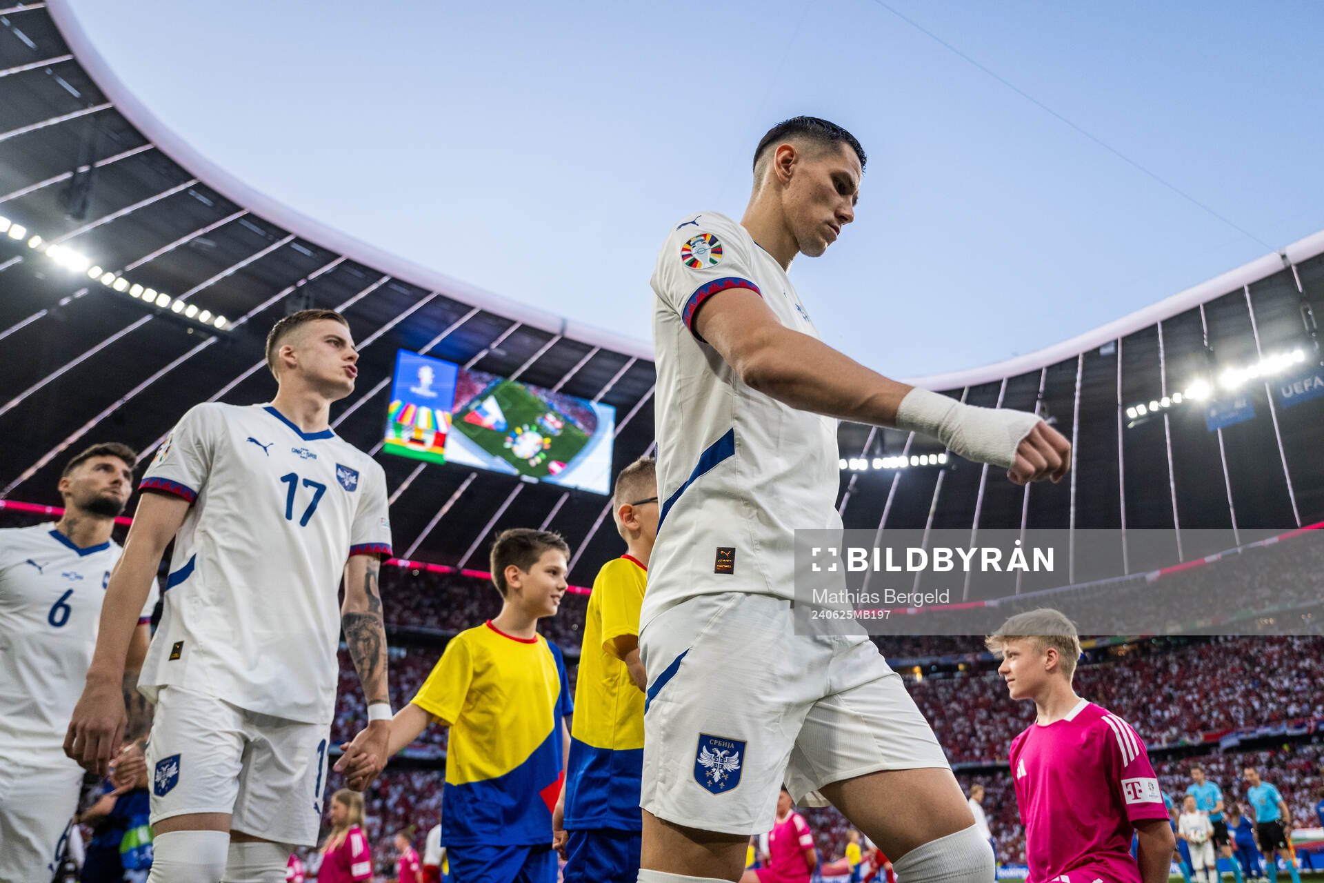 Sasa Lukic of Serbia enters the pitch