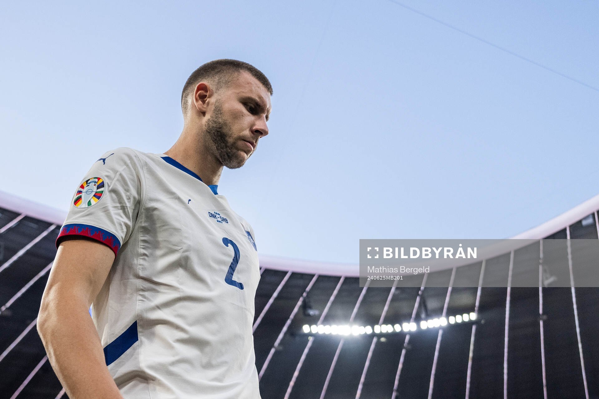 Strahinja Pavlovic of Serbia enters the pitch