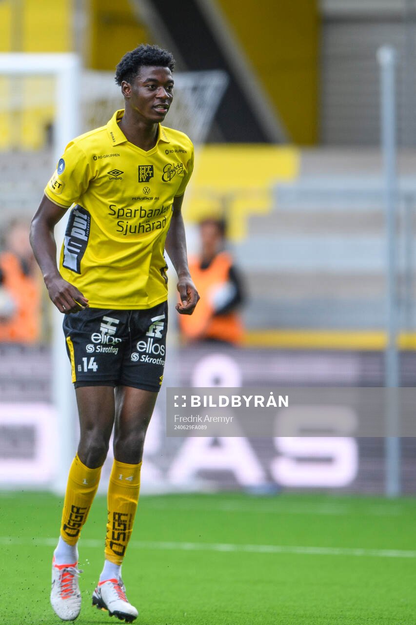 Elfsborgs Mohammed Rufai under träningsmatchen mellan Elfsborg och Fredrikstad den 29 juni 2024 i Borås. 