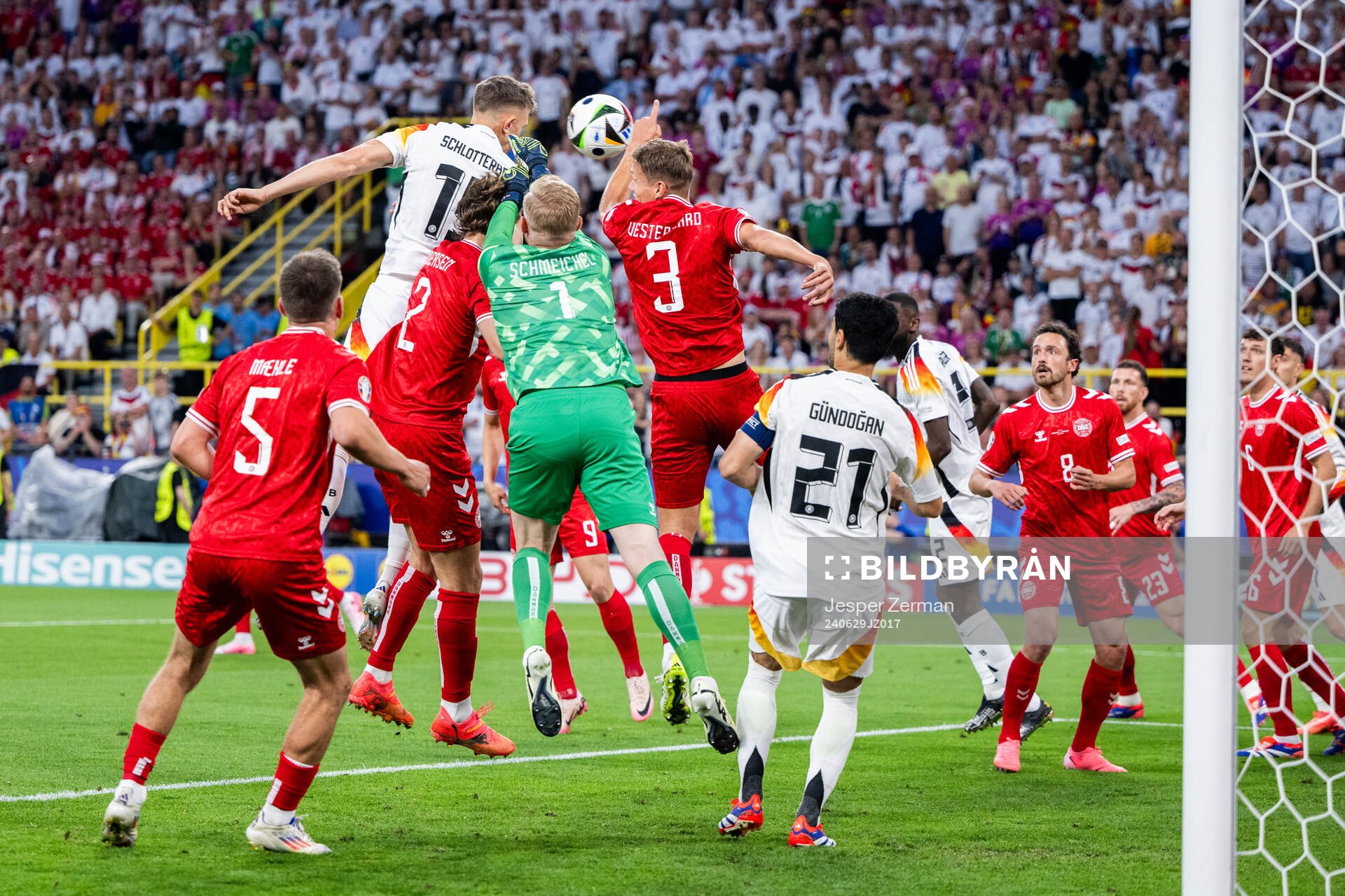 Nico Schlotterbeck of Germany during the UEFA Euro 2024 Football Championship round of 16 match between Germany and Denmark on June 29, 2024 in Dortmund. 