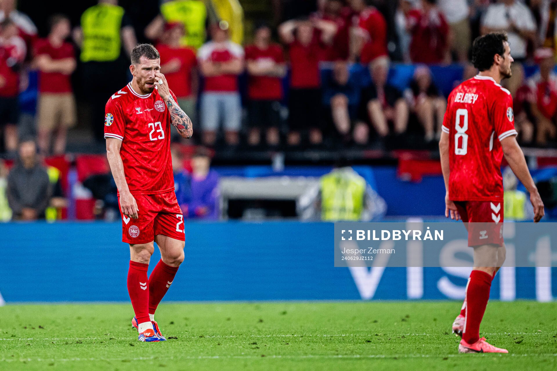 Pierre-Emilie Højbjerg of Denmark looks dejected