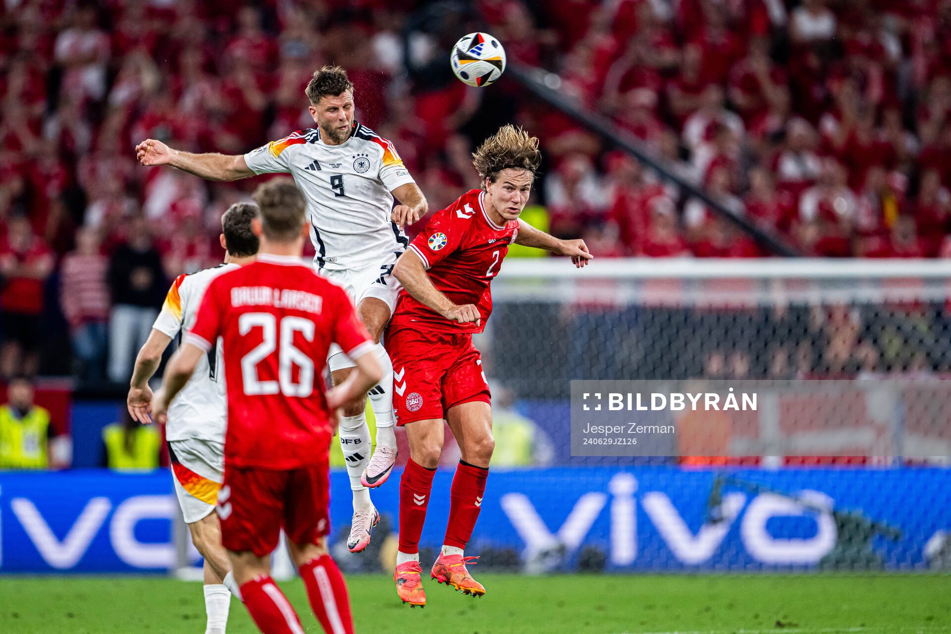 Niclas Fullkrug of Germany and Joachim Andersen of Denmark