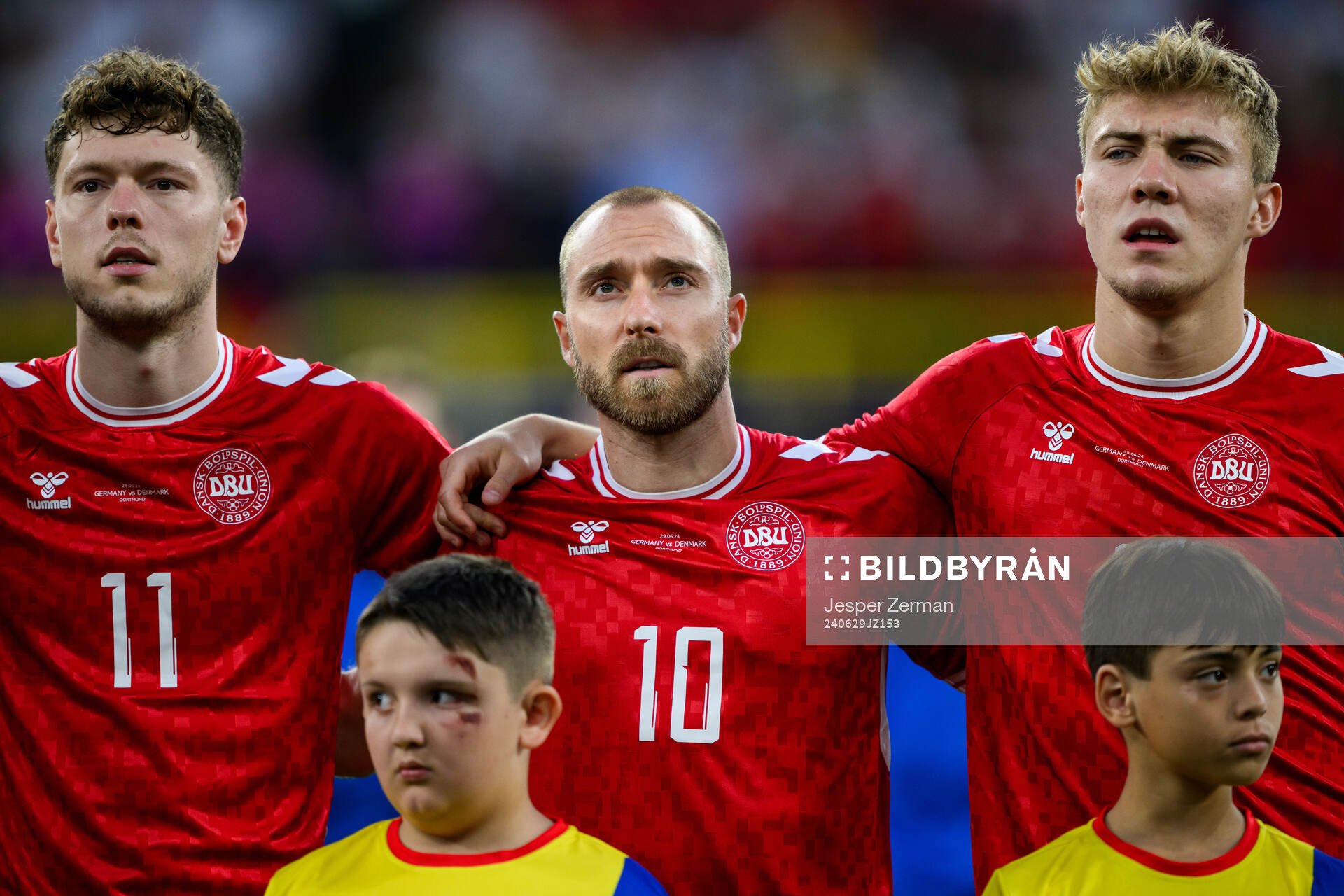 Andreas Skov Olsen, Christian Eriksen and Rasmus Højlund