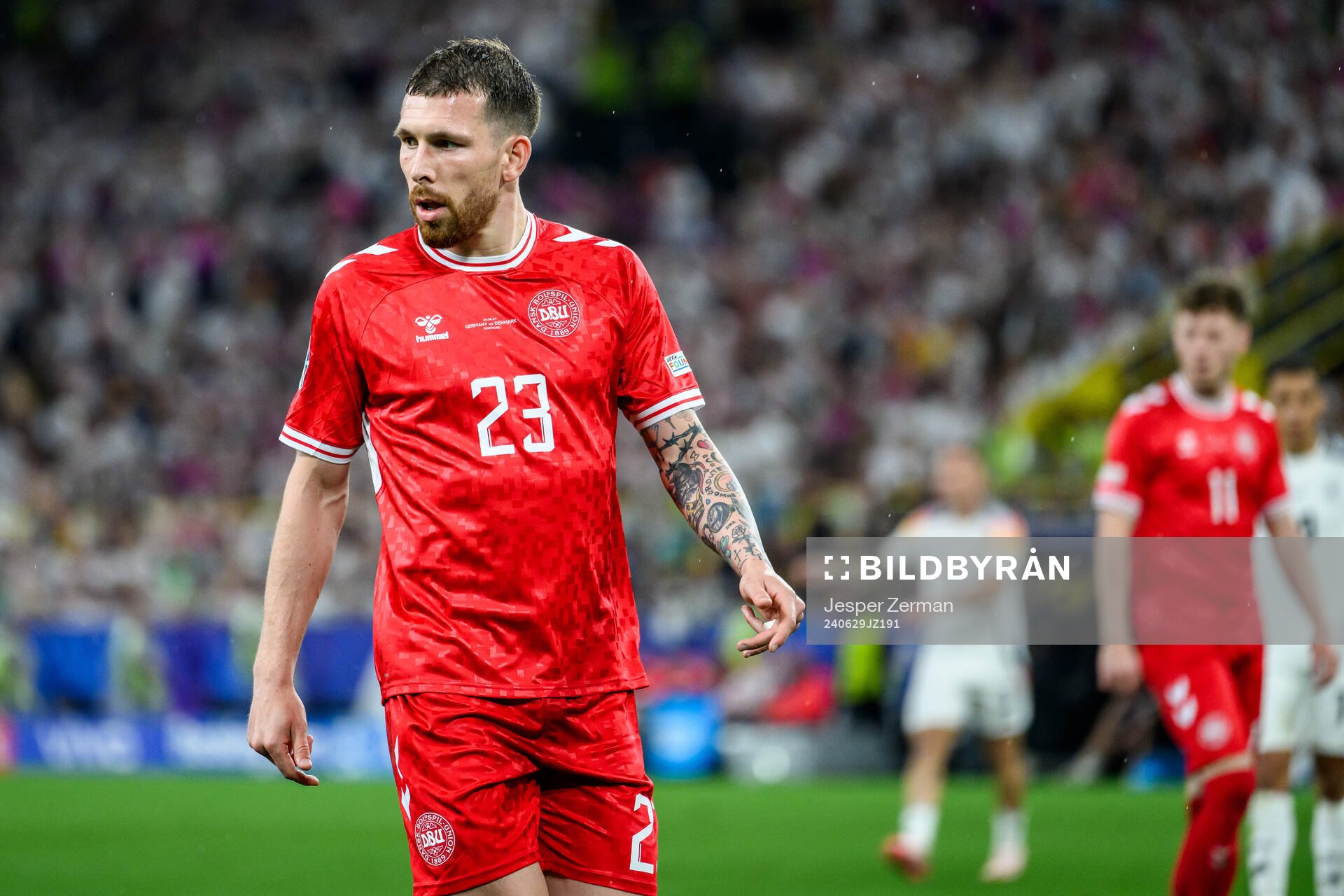 Pierre-Emilie Højbjerg of Denmark during the UEFA Euro 2024 Football Championship round of 16 match between Germany and Denmark on June 29, 2024 in Dortmund.