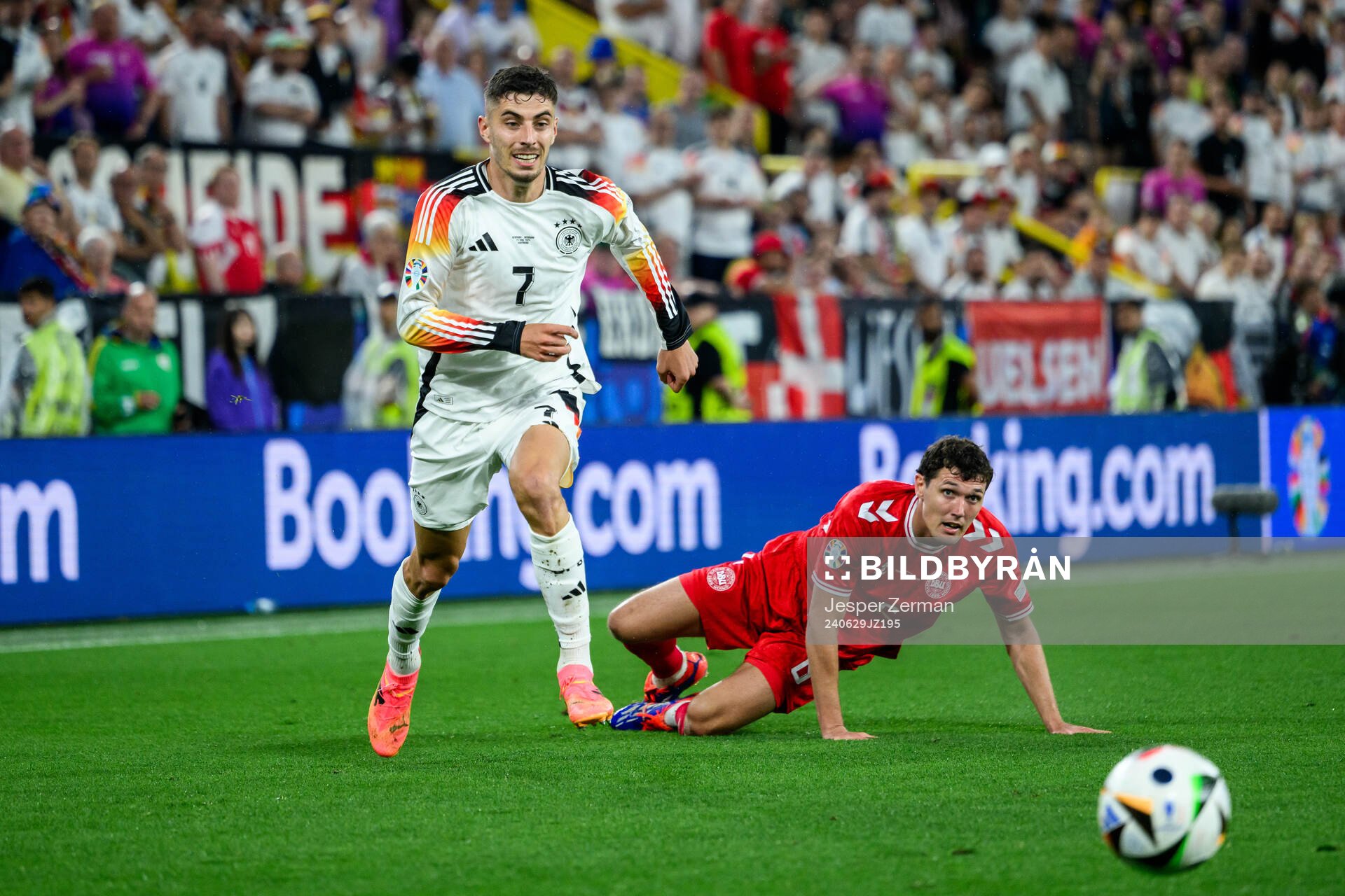 Kai Havertz of Germany and Andreas Christensen of Denmark