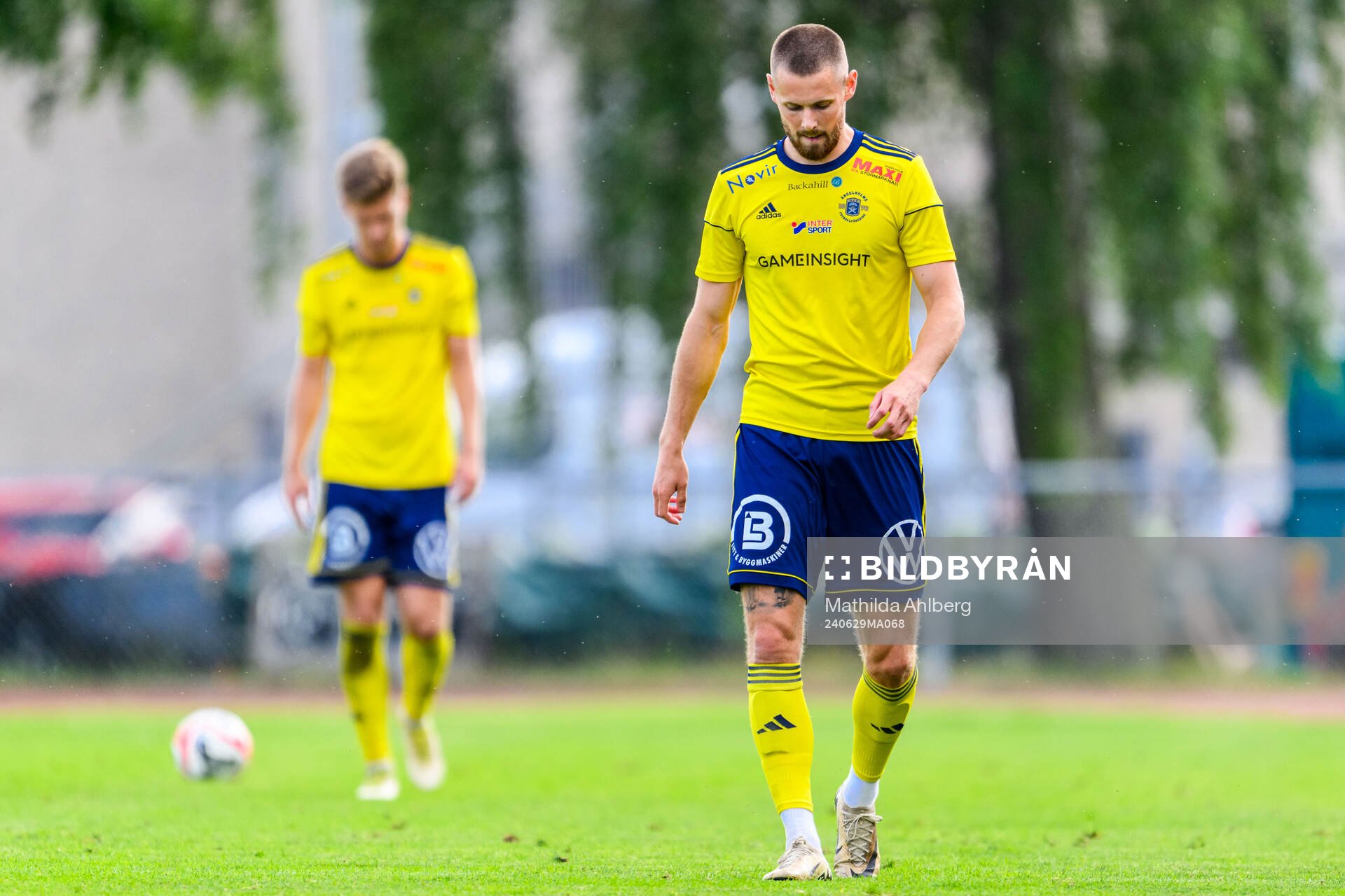 Ängelholms Philip Comnell under fotbollsmatchen i Ettan södra mellan Ängelholm och Eskilsminne den 29 juni 2024 i Ängelholm. 