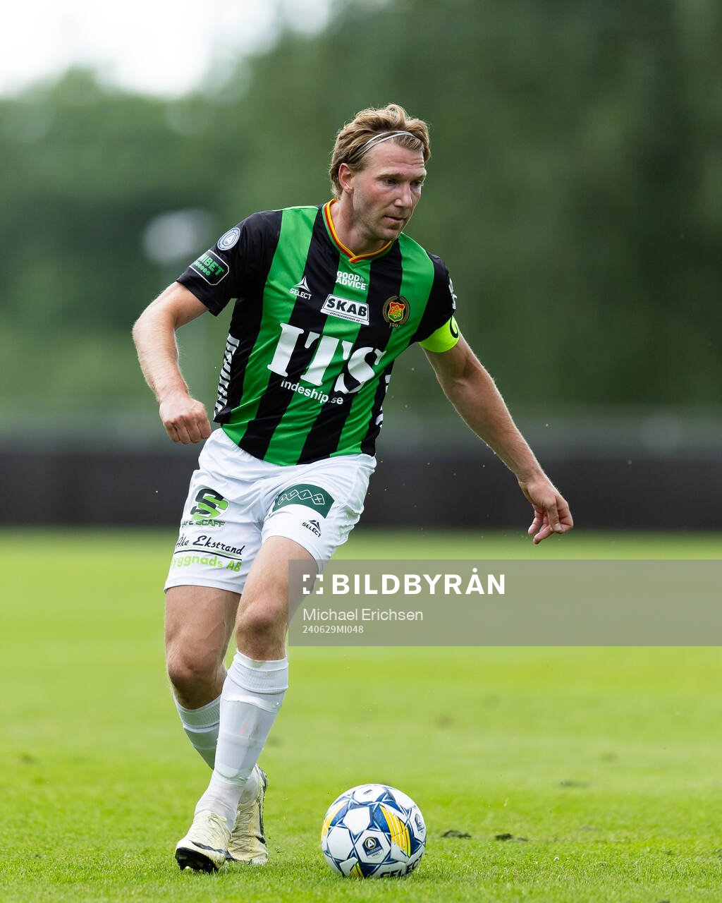 GAIS August Wängberg under träningsmatchen i fotboll mellan GAIS och Vendsyssel den 29 juni 2024 i Göteborg. 
