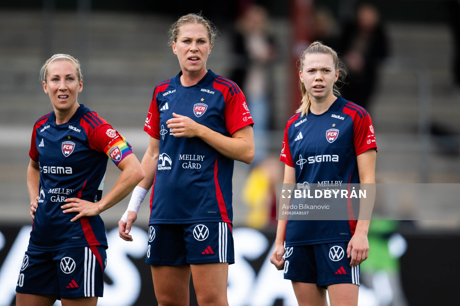 FC Rosengårds Mia Persson, Rebecca Knaak och Bea Sprung