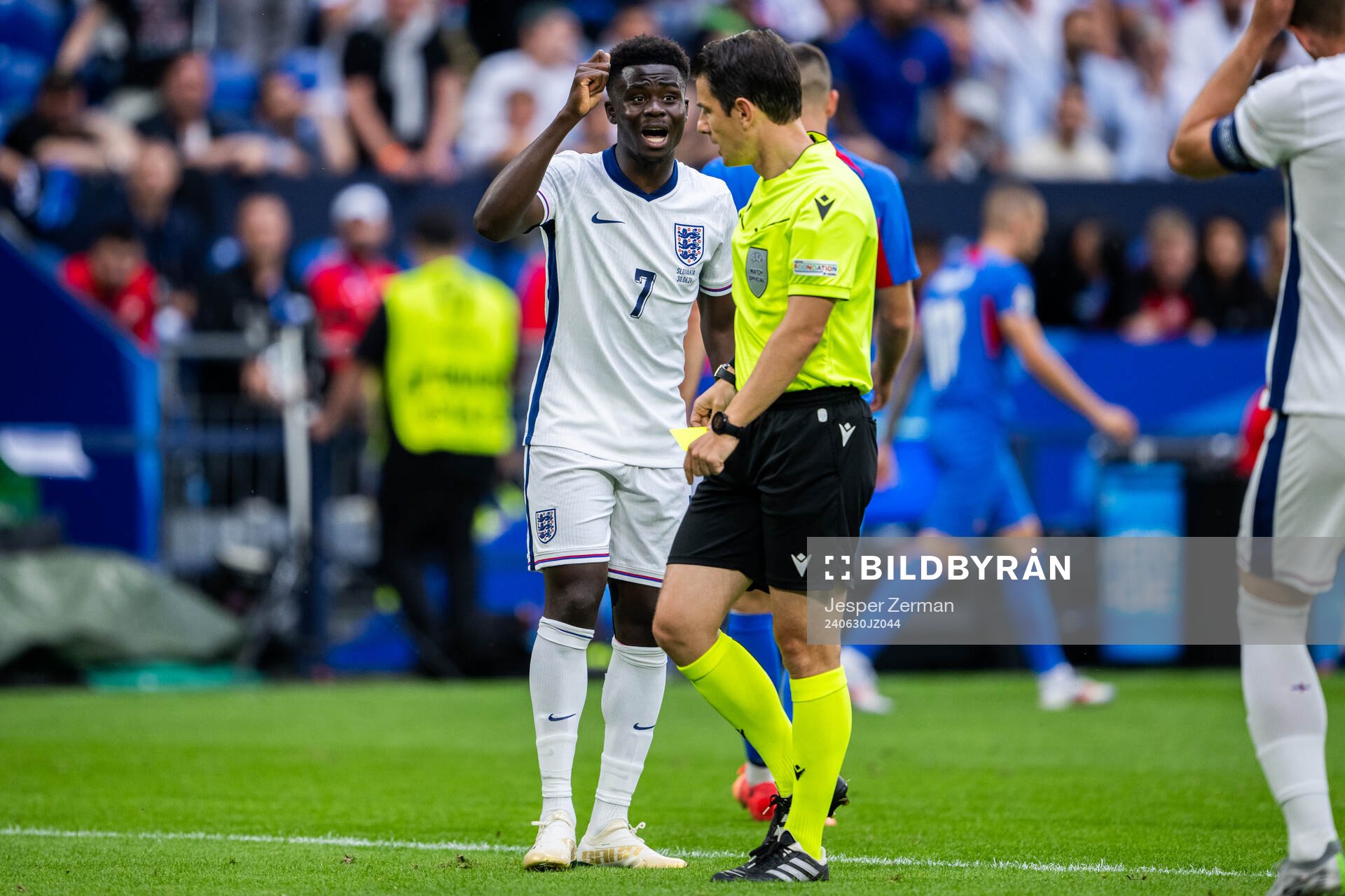 Bukayo Saka of England reacts