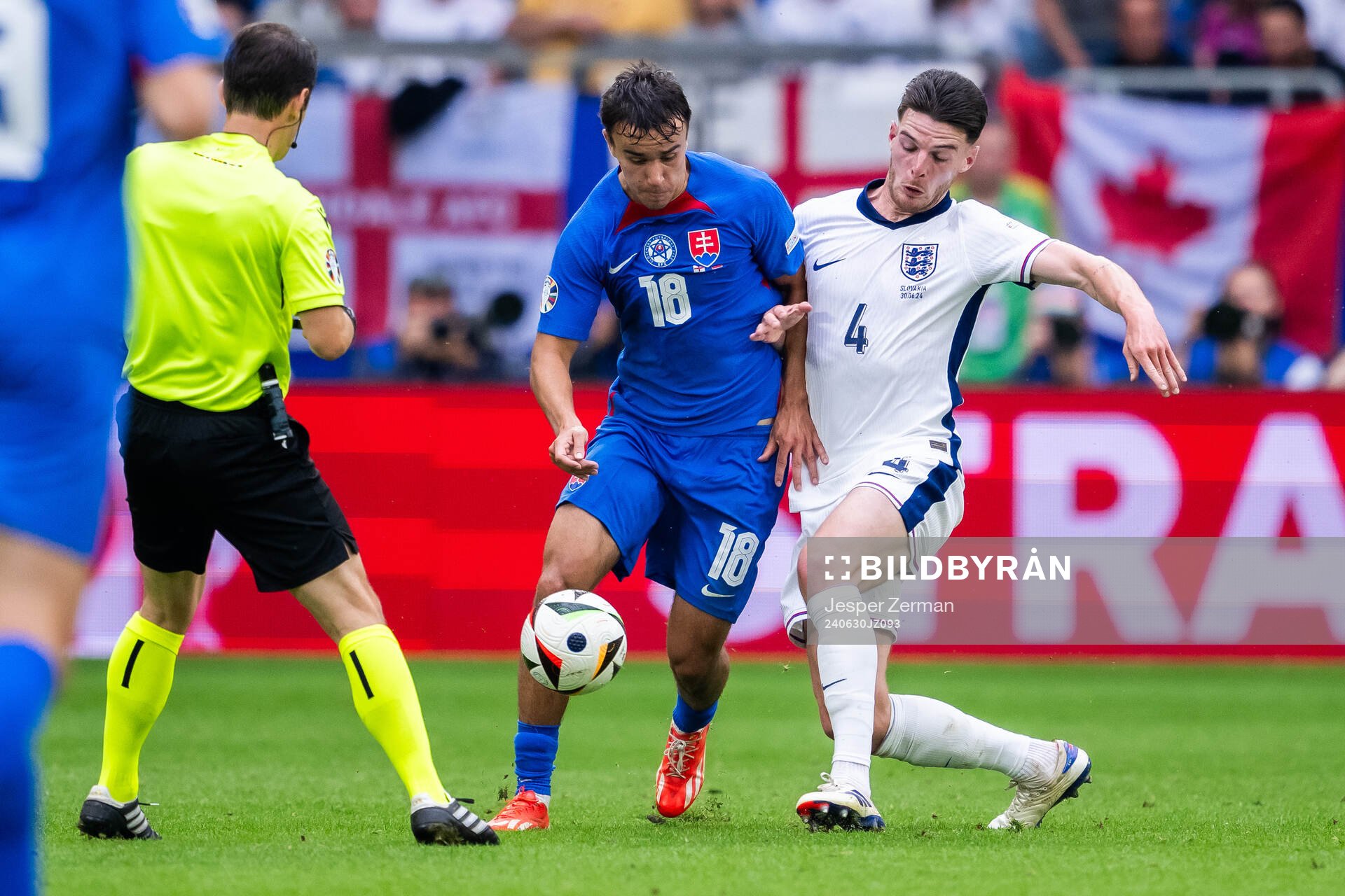 David Strelec of Slovakia and Declan Rice of England