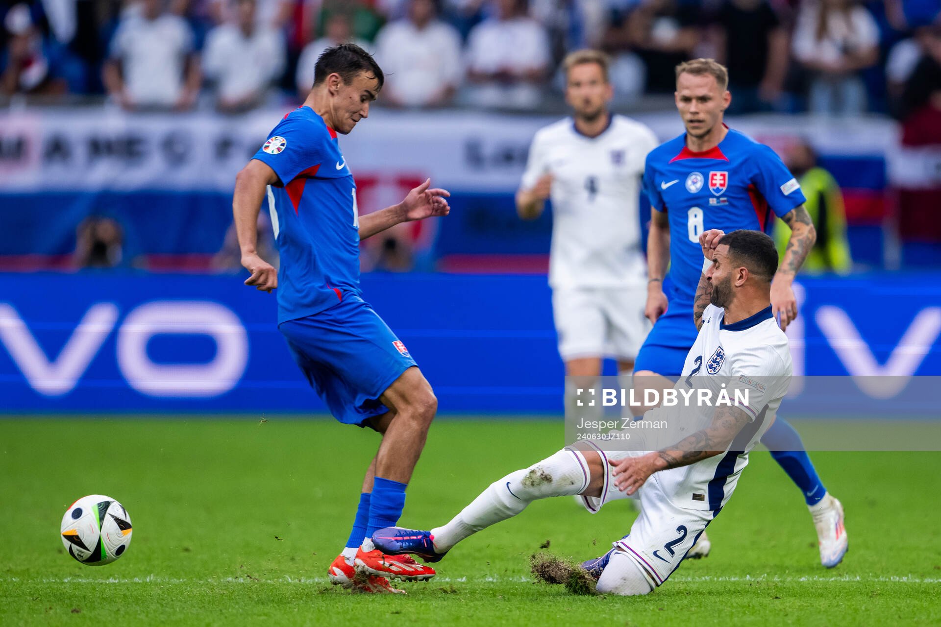 David Strelec of Slovakia and Kyle Walker of England