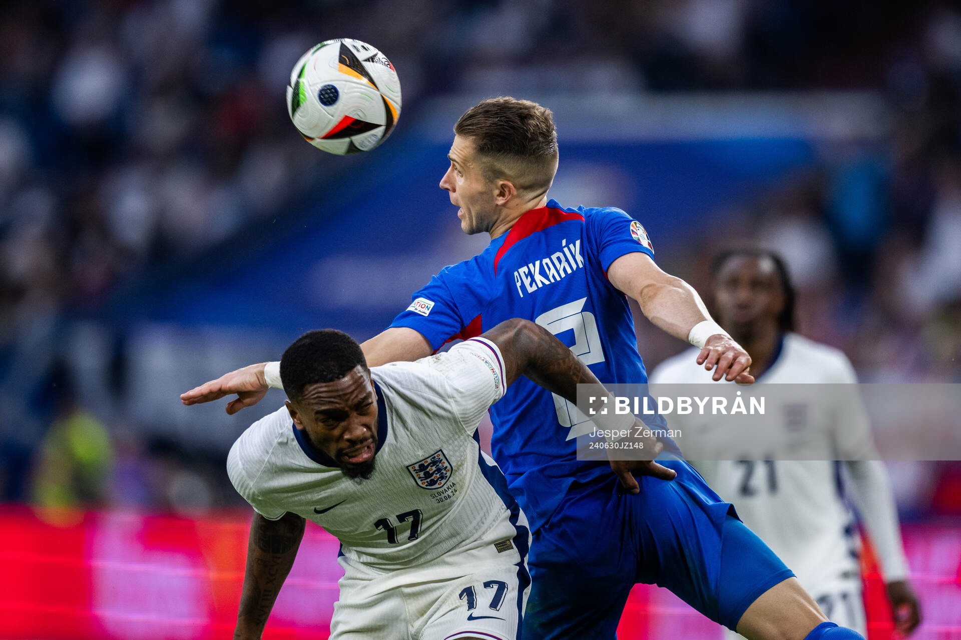 Ivan Toney of England and Peter Pekarik of Slovakia