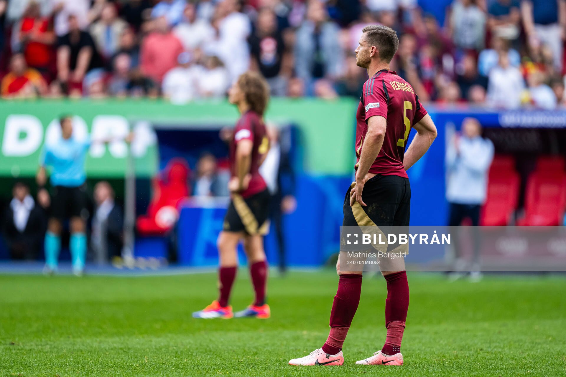 Jan Vertonghen of Belgium looks dejected