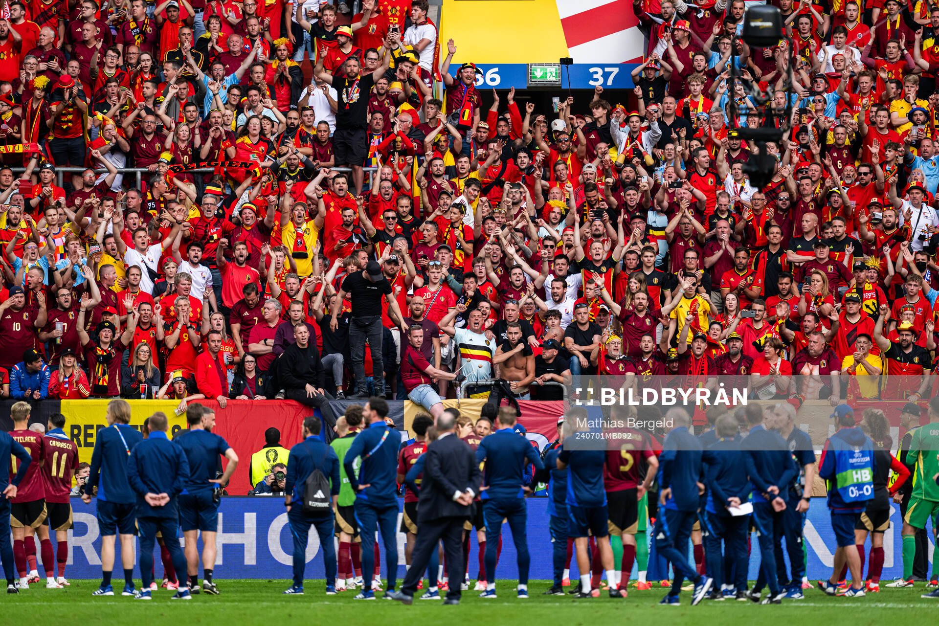 Players of Belgium and supporters