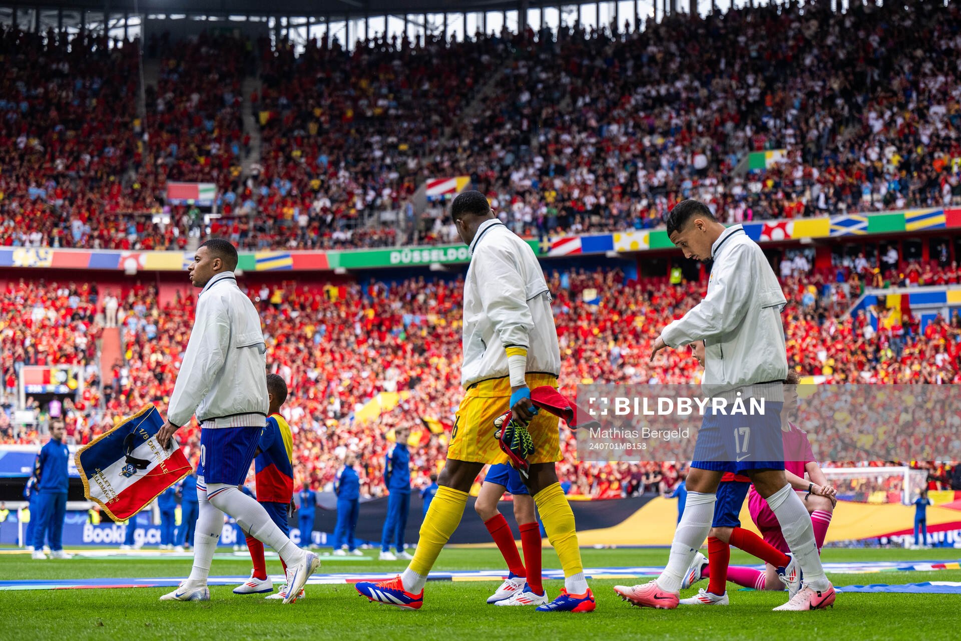 Kylian Mbappé, goalkeeper Mike Maignan and William Saliba