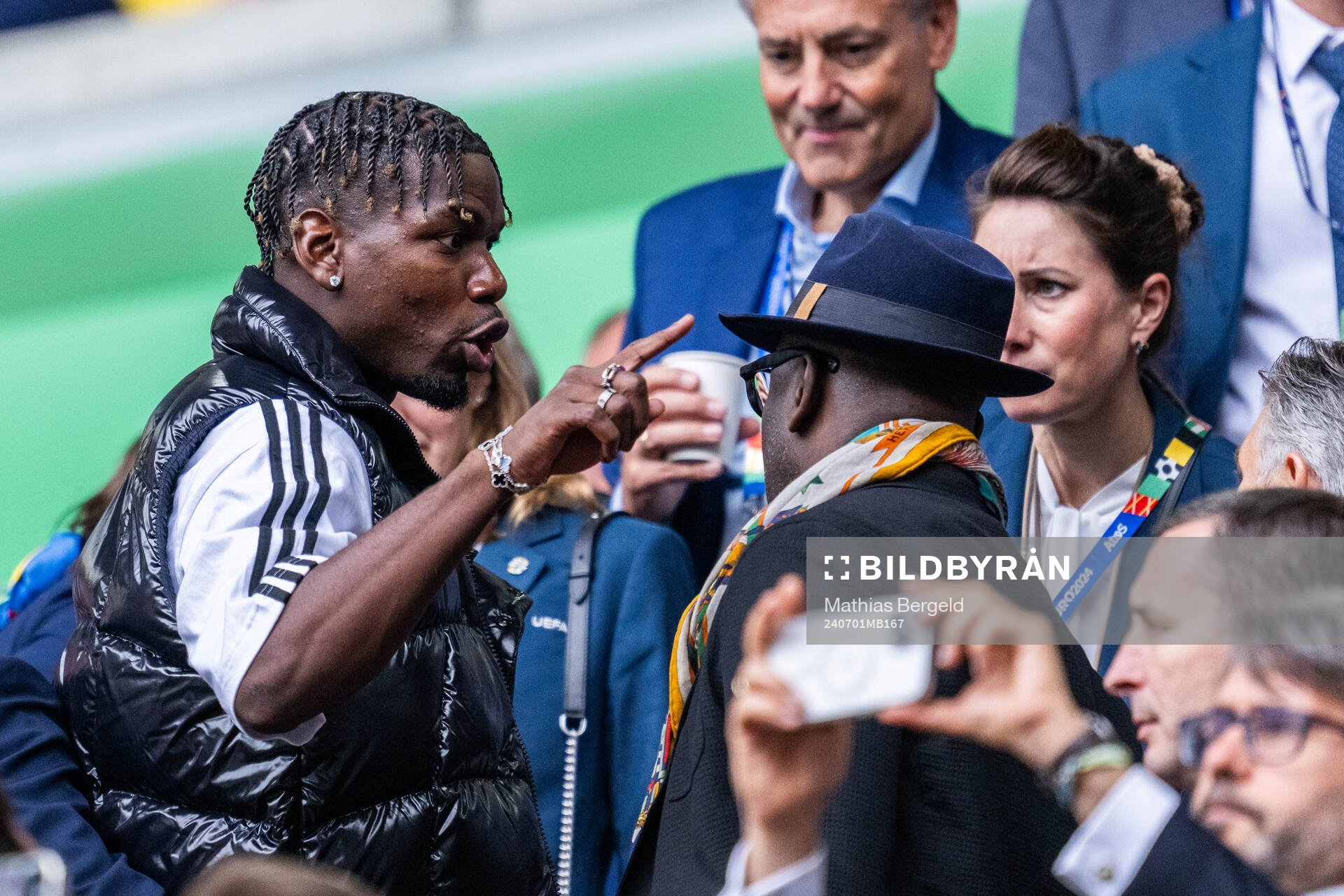 Paul Pogba is seen in the stands