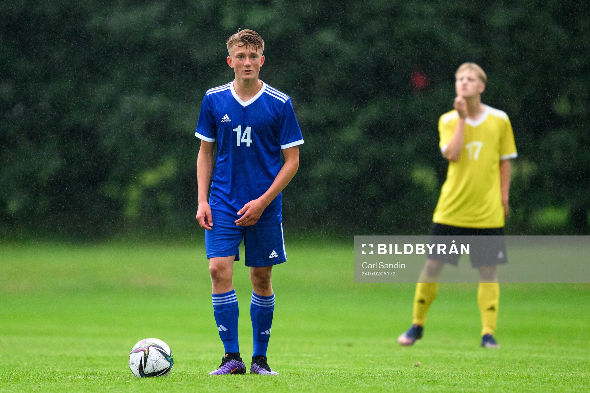 Jakob Jensen, Hammarby TFF Herrfotboll under en fotbollsmatch på SvFF:s riksläger för P15 den 2 juli 2024 i Halmstad. 