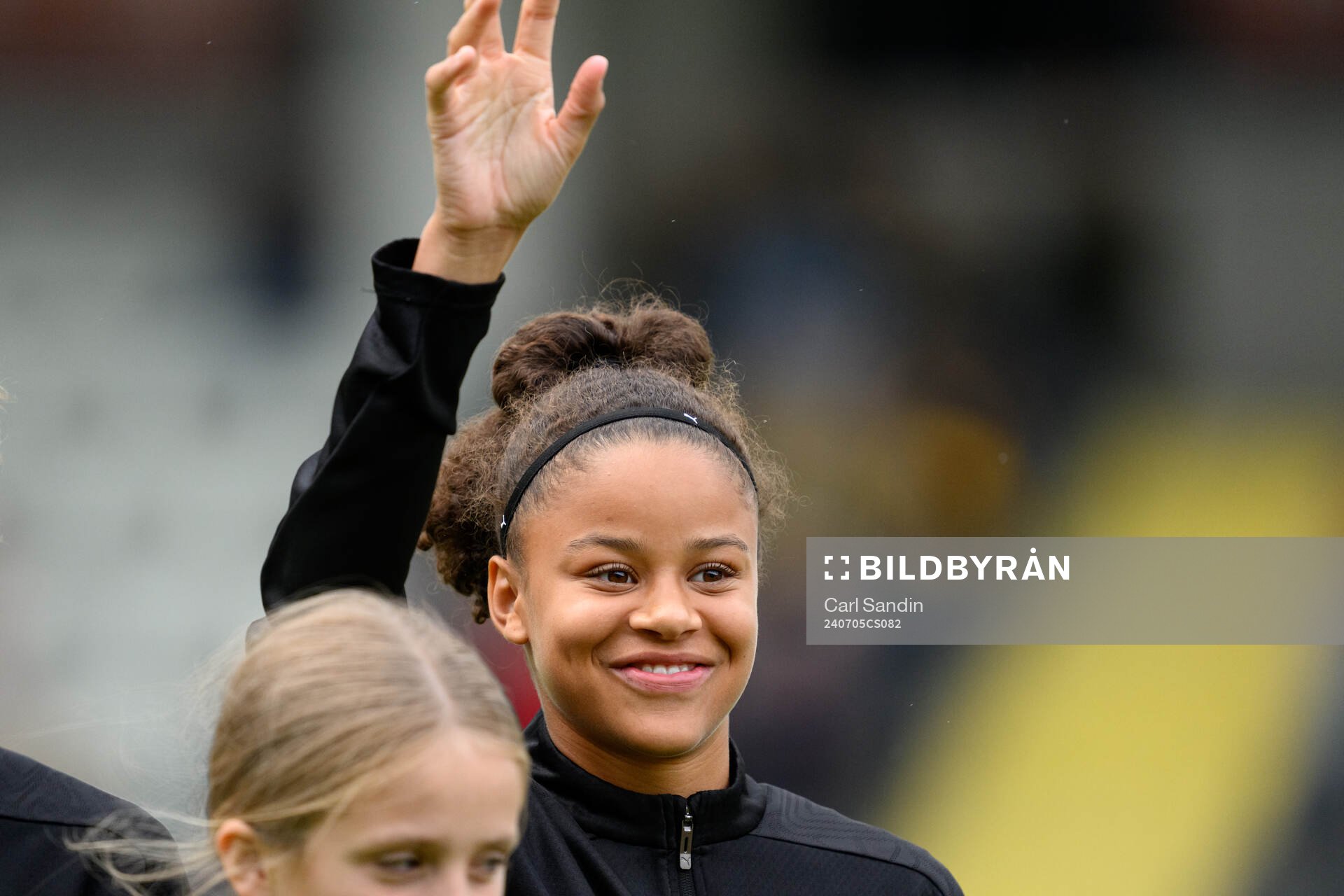Häckens Felicia Schröder vid lineup innan fotbollsmatchen
