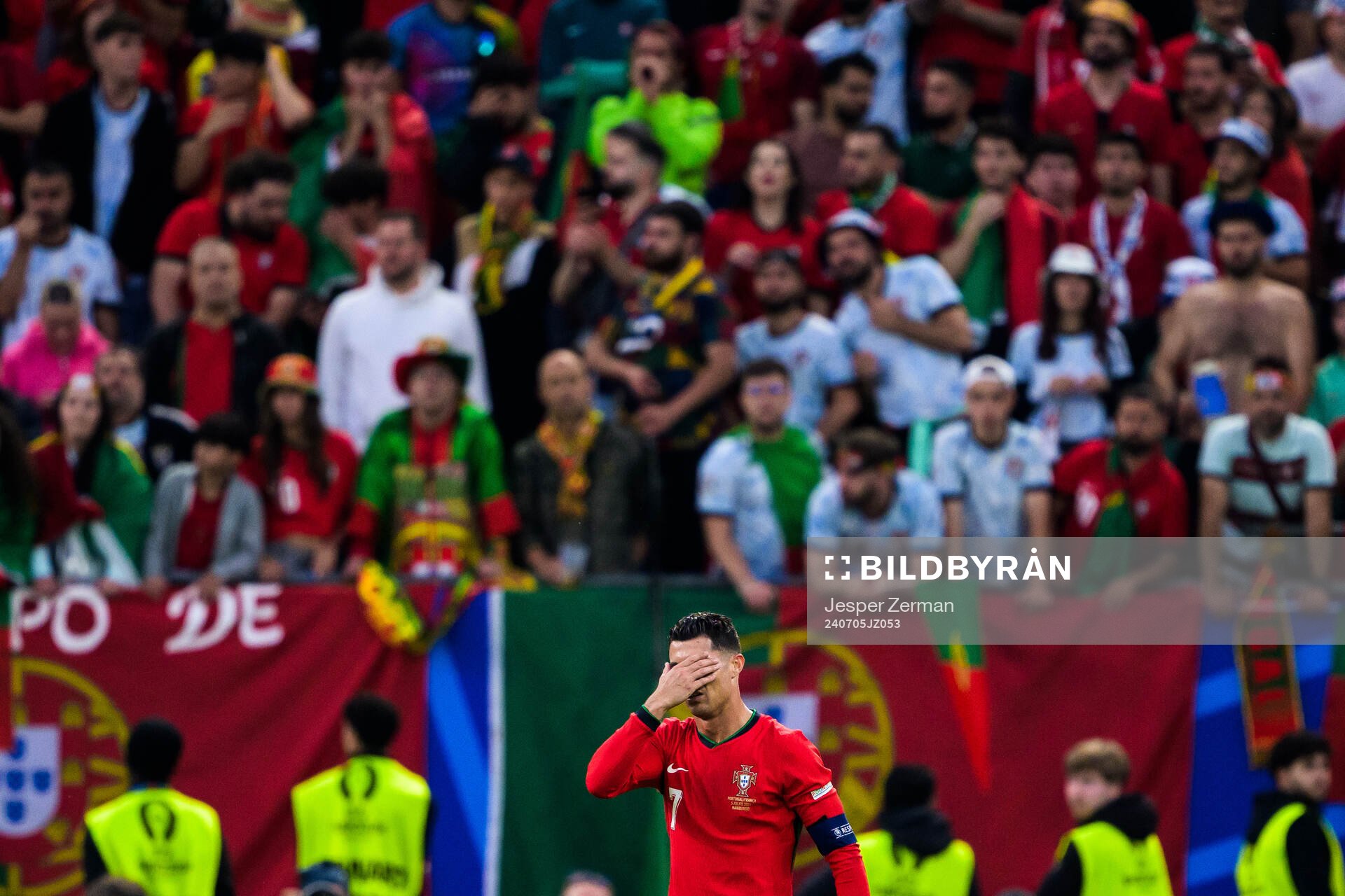 Cristiano Ronaldo of Portugal looks dejected