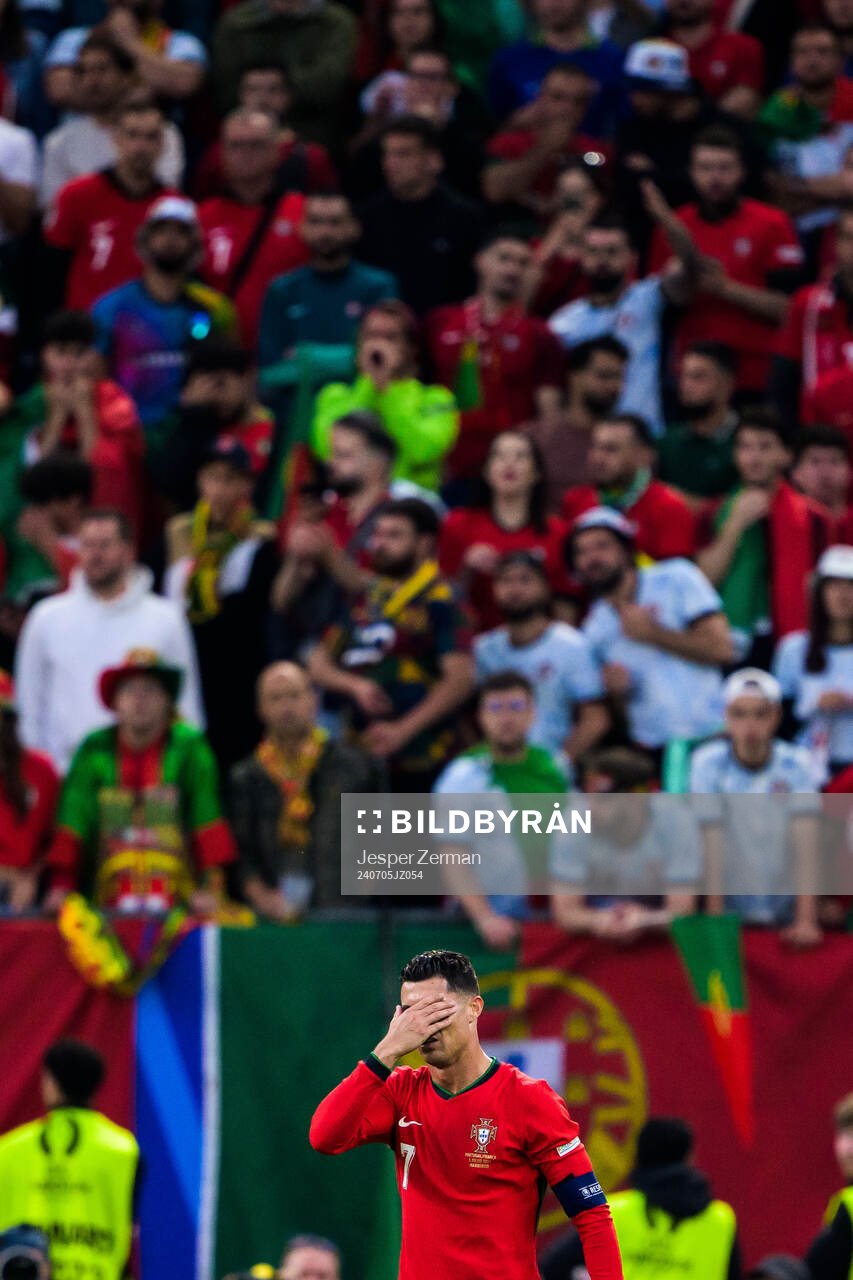 Cristiano Ronaldo of Portugal looks dejected