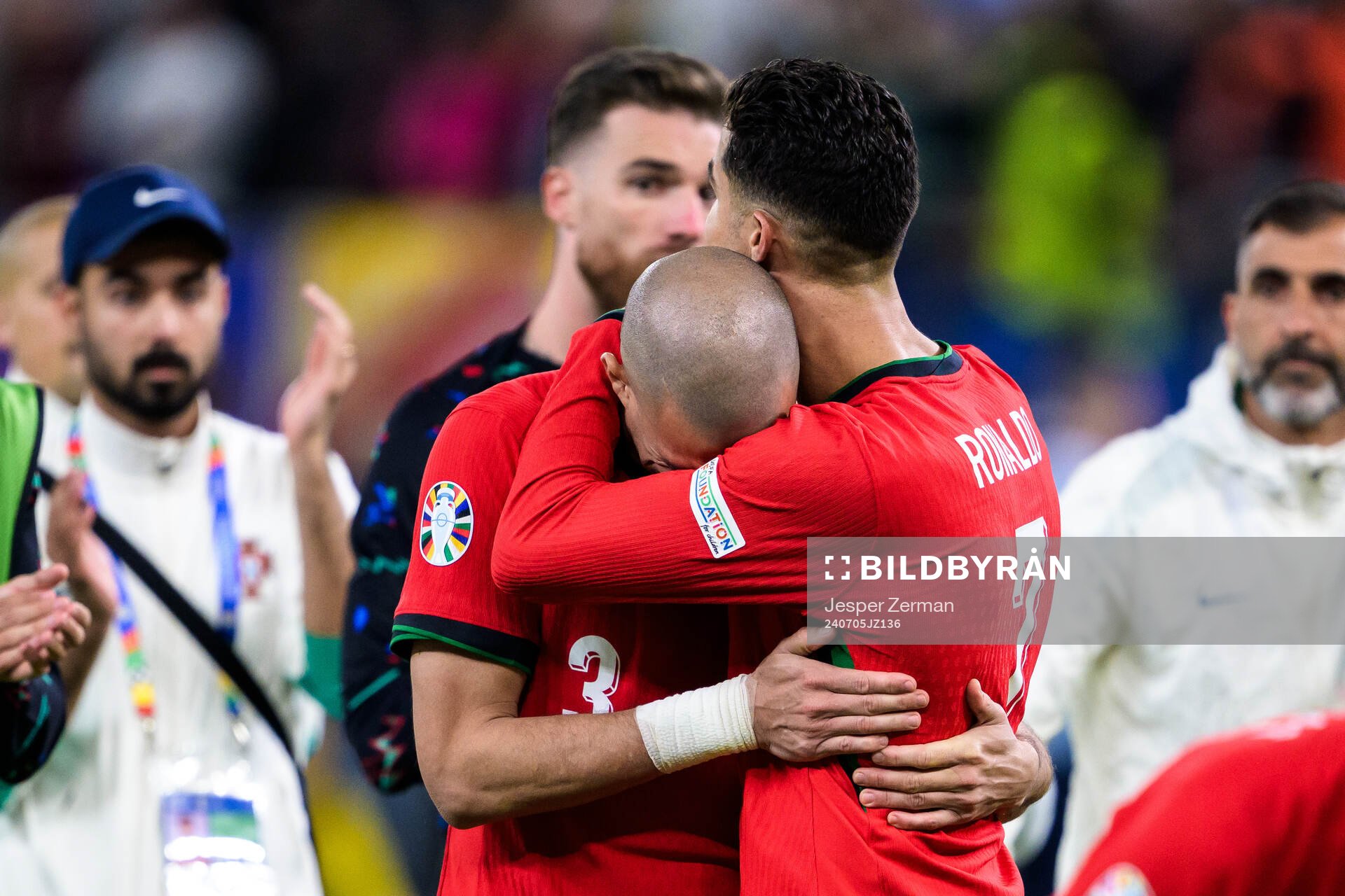 Pepe and Cristiano Ronaldo of Portugal looks dejected
